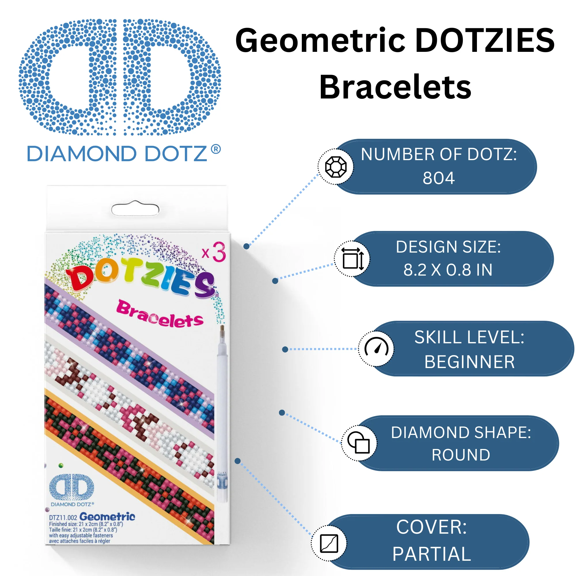 Diamond Dotz DOTZIES Geometric Bracelets Diamond Painting - 8.3" x 0.8" - Image 3