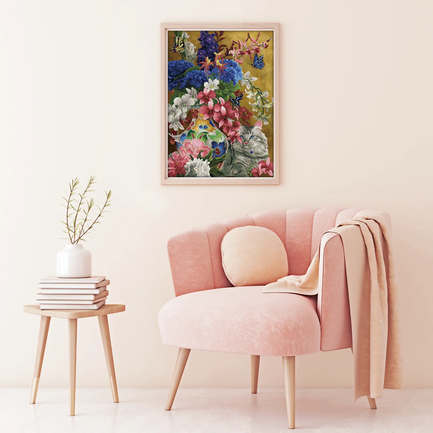 Diamond Dotz Gilded Cat & Flowers - 20.5" x 28.4" - Image 3