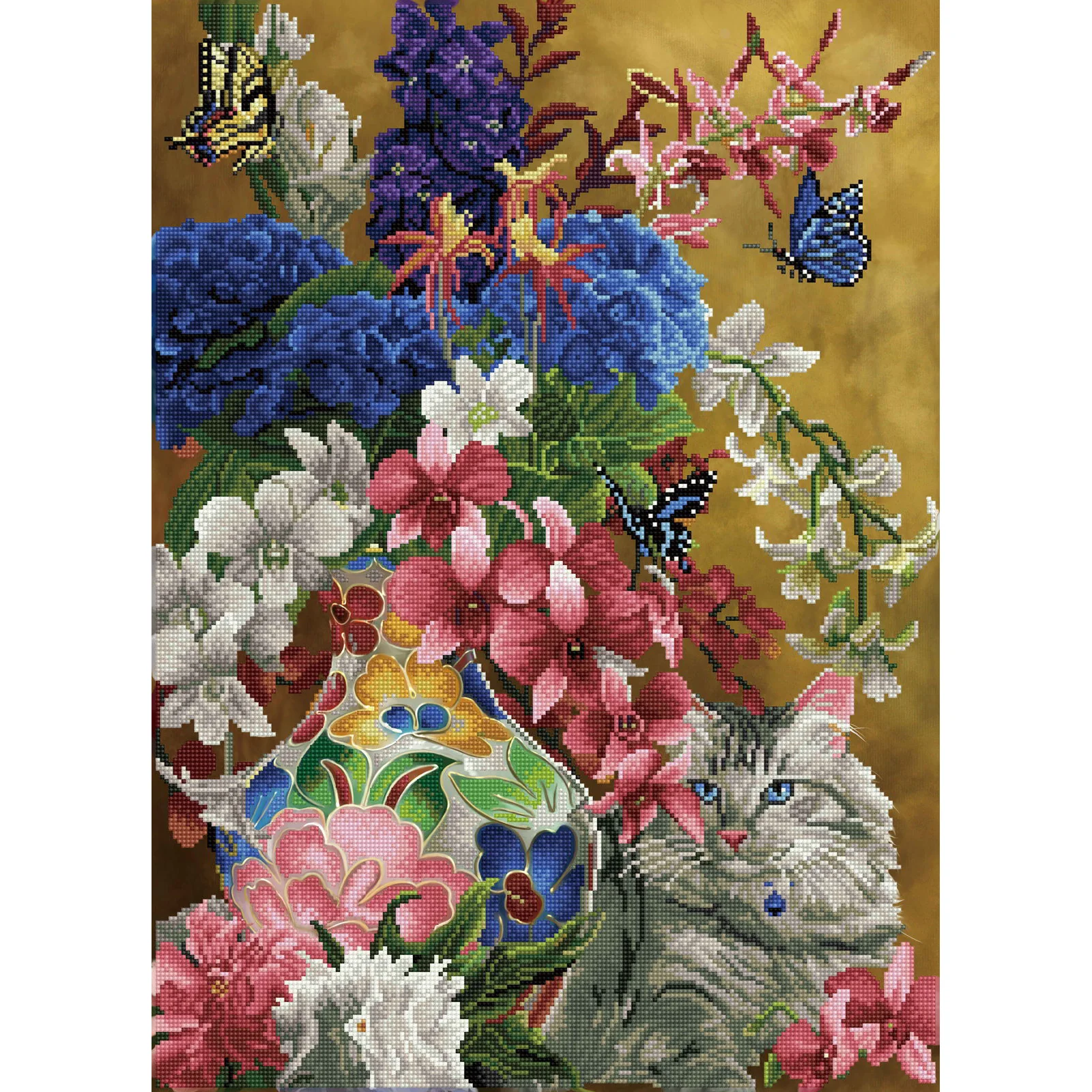 Diamond Dotz Gilded Cat & Flowers - 20.5" x 28.4" - Image 6