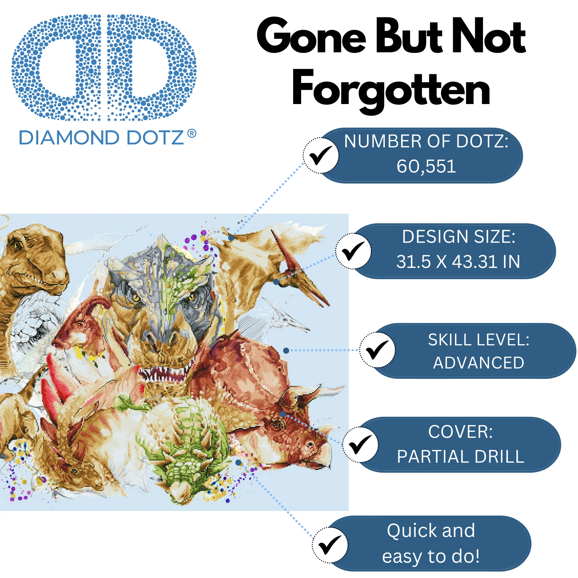 Diamond Dotz Gone But Not Forgotten - 43.3" x 31.5" - Image 3