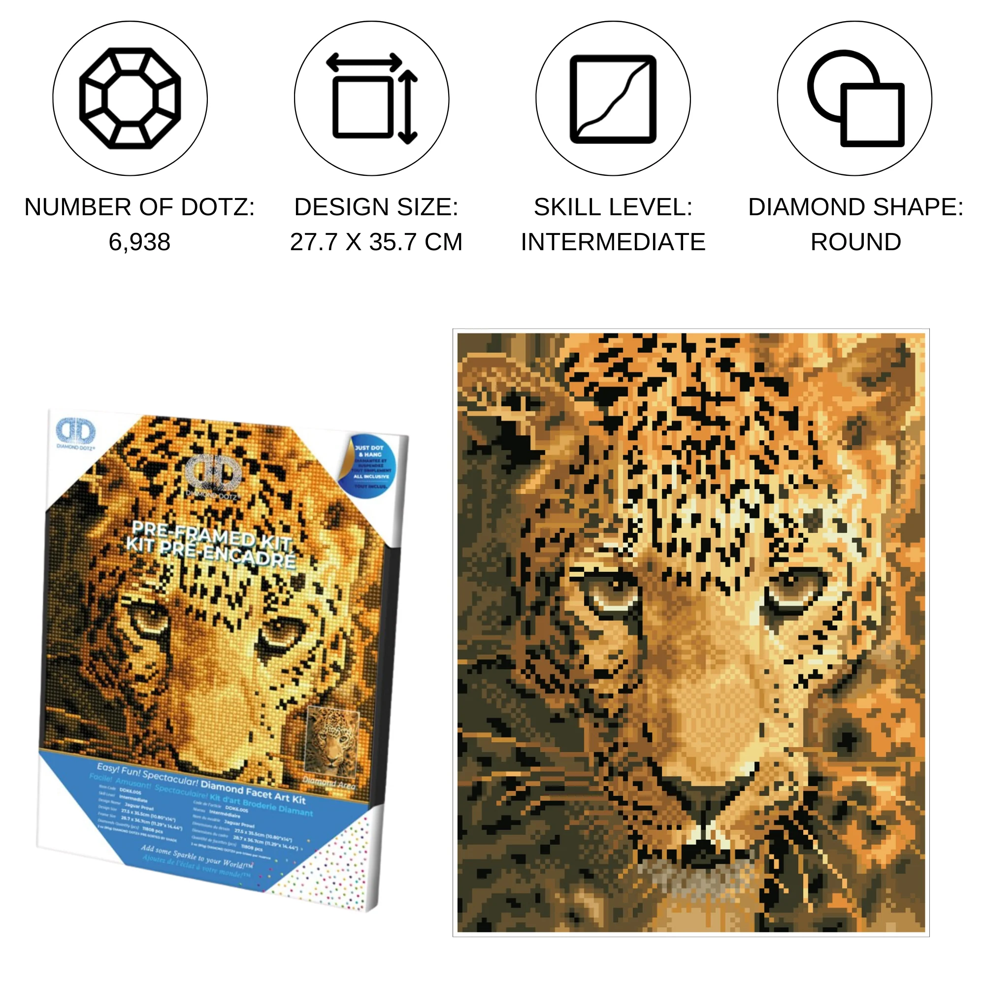 Diamond Dotz Jaguar Prowl with Frame - 10.8" x 14.0" - Image 6