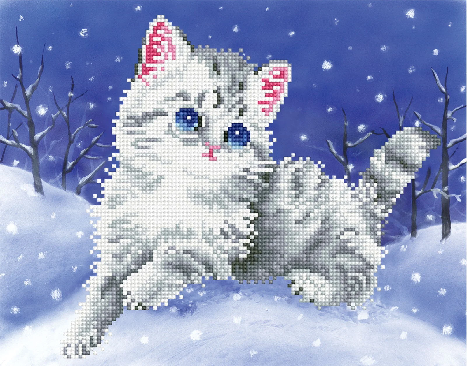 Diamond Dotz Kitten In The Snow - 14.0" x 11.0"