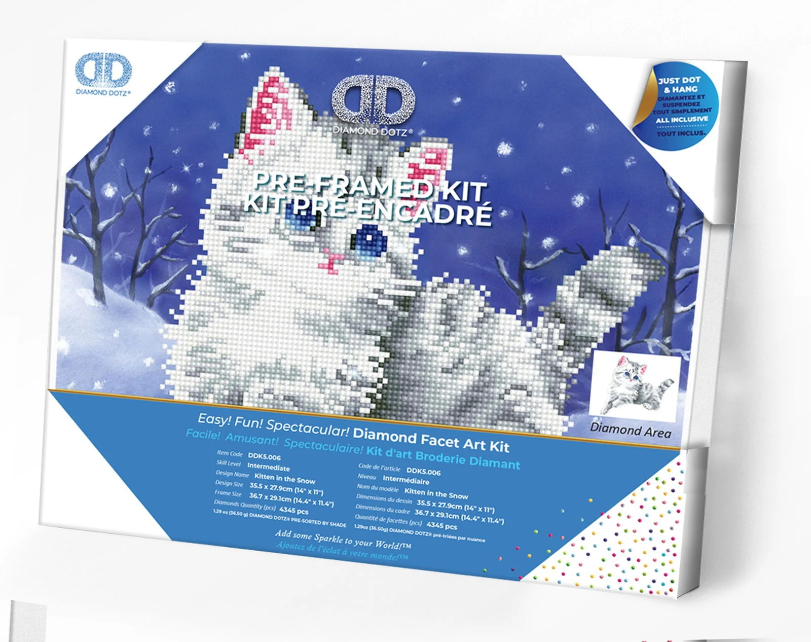 Diamond Dotz Kitten in the Snow with Frame - 14.0" x 11.0"
