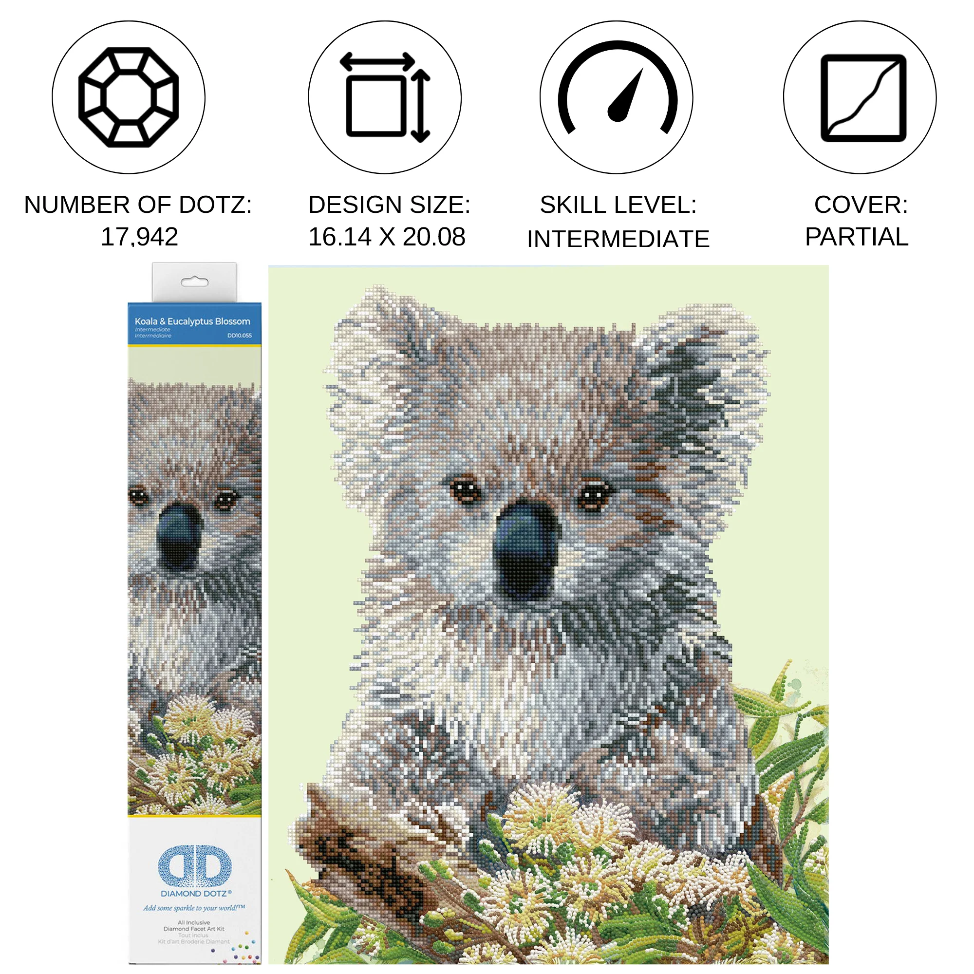 Diamond Dotz Koala & Eucalyptus Blossom - 16.1" x 20.1" - Image 4