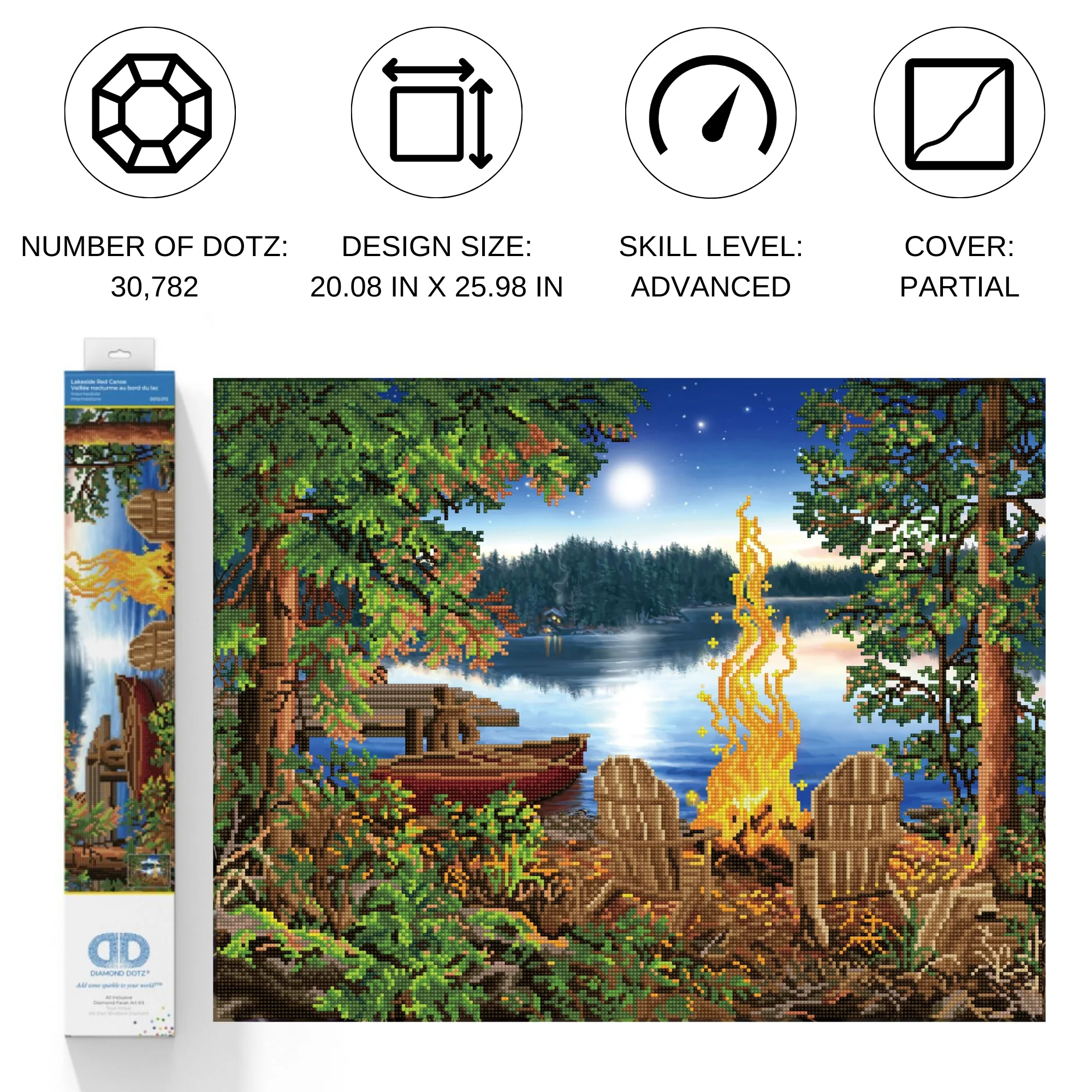 Diamond Dotz Lakeside Red Canoe - 26.0" x 20.1" - Image 4
