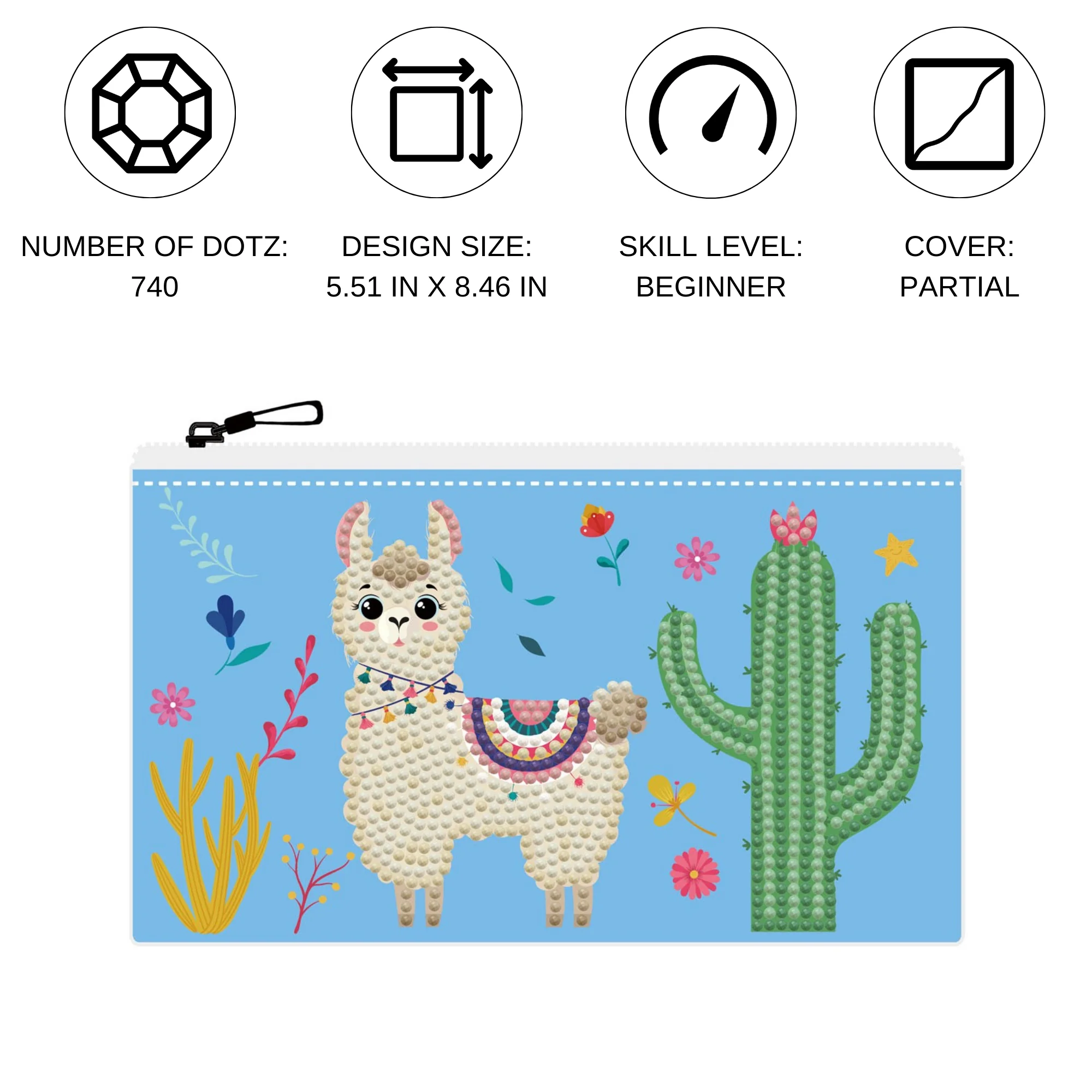Diamond Dotz DOTZIES LLAMA PARTY Diamond Painting - 7.5" x 4.3" - Image 4