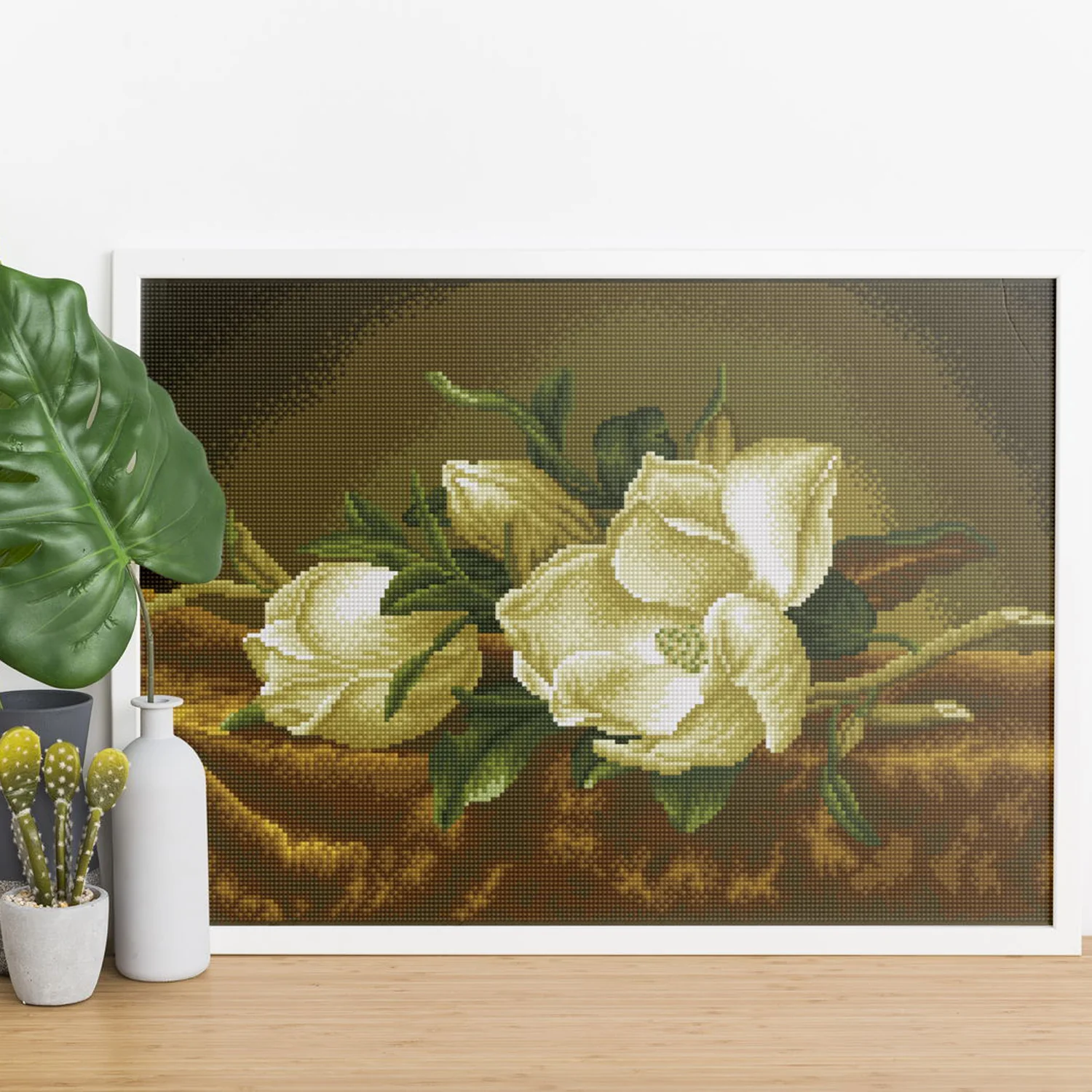 Diamond Dotz Magnolias on Gold Velvet - 26.0" x 16.1" - Image 3