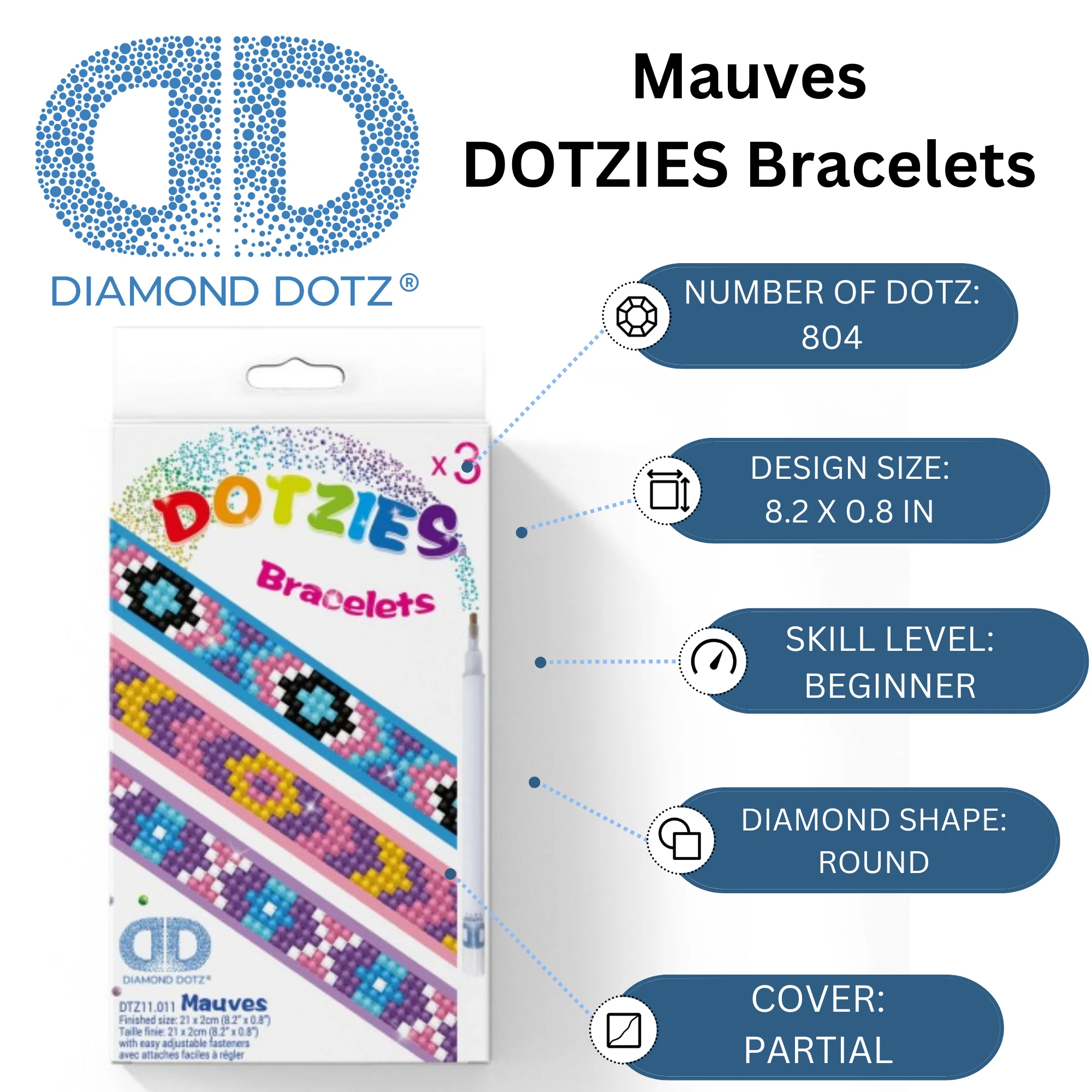 Diamond Dotz DOTZIES Mauves Bracelets Diamond Painting - 8.3" x 0.8" - Image 3