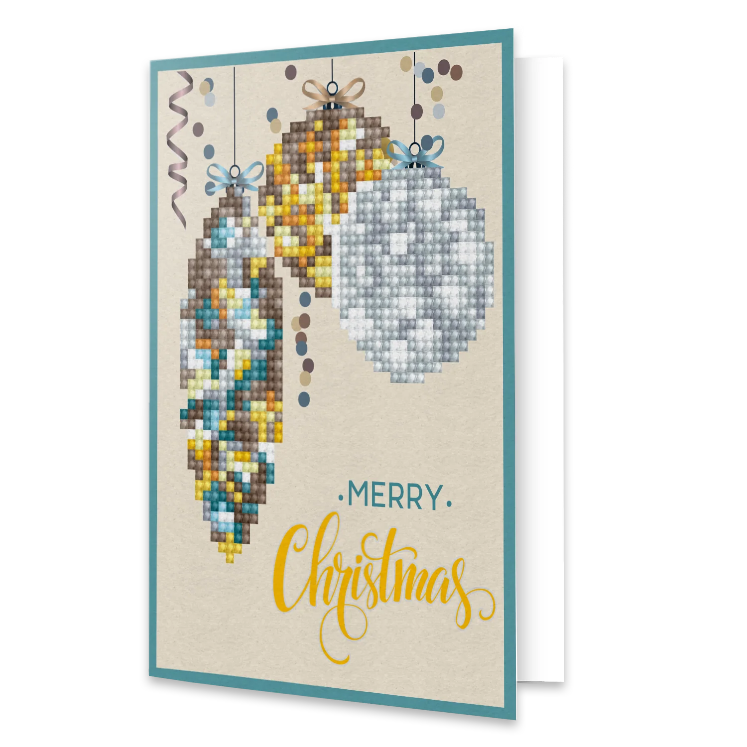 Diamond Dotz Merry Christmas Baubles Antique Greeting Card - 5.0" x 7.0" - Image 3