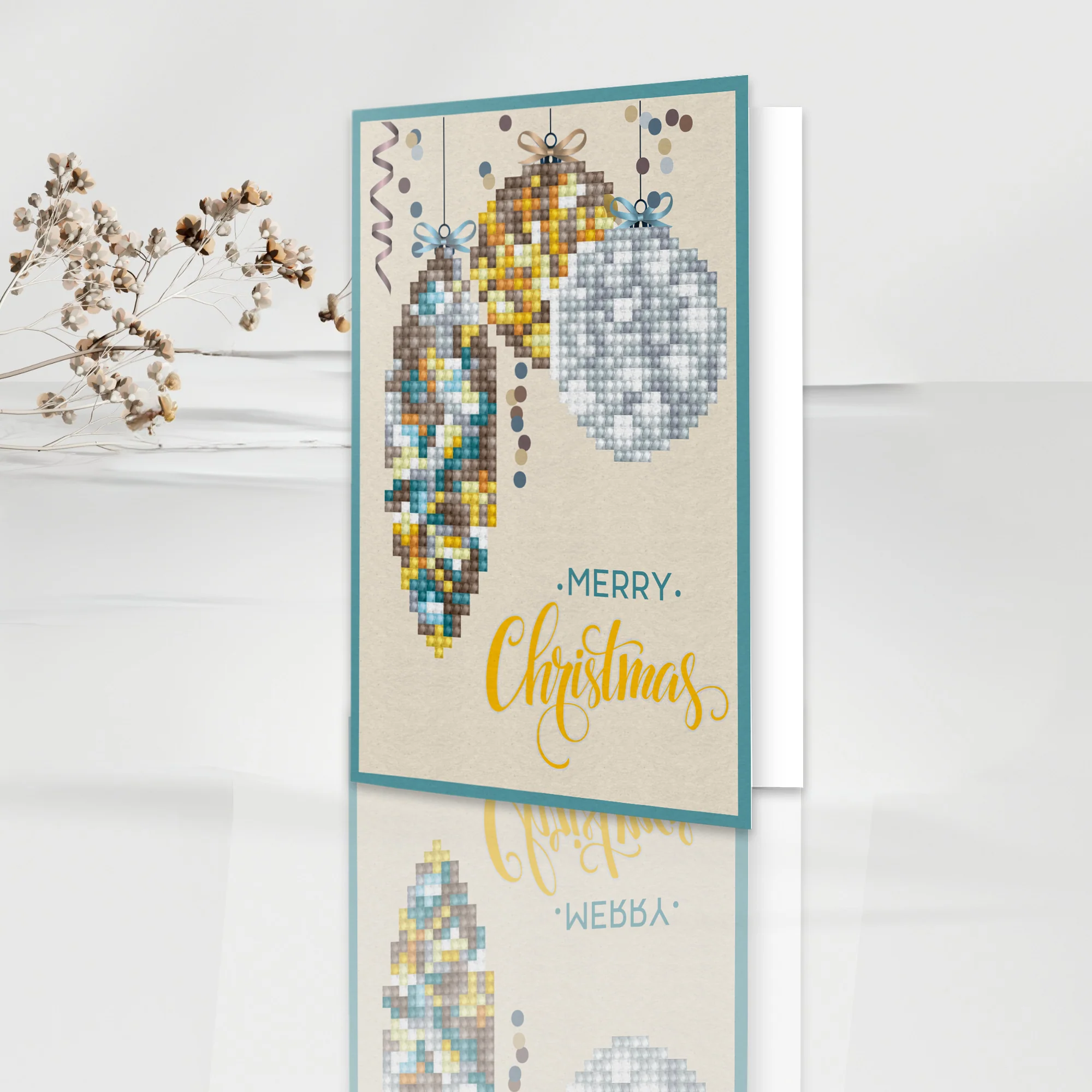 Diamond Dotz Merry Christmas Baubles Antique Greeting Card - 5.0" x 7.0" - Image 5