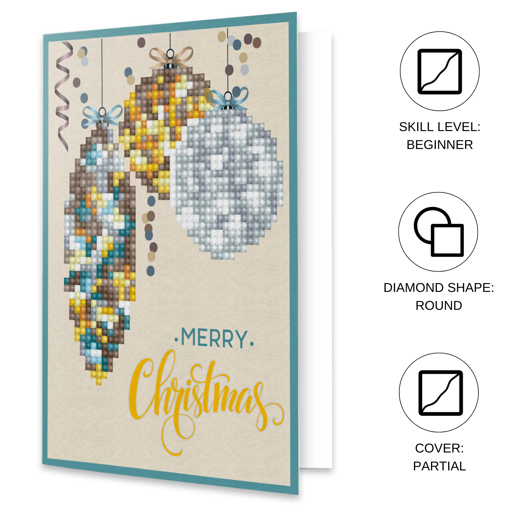 Diamond Dotz Merry Christmas Baubles Antique Greeting Card - 5.0" x 7.0" - Image 6