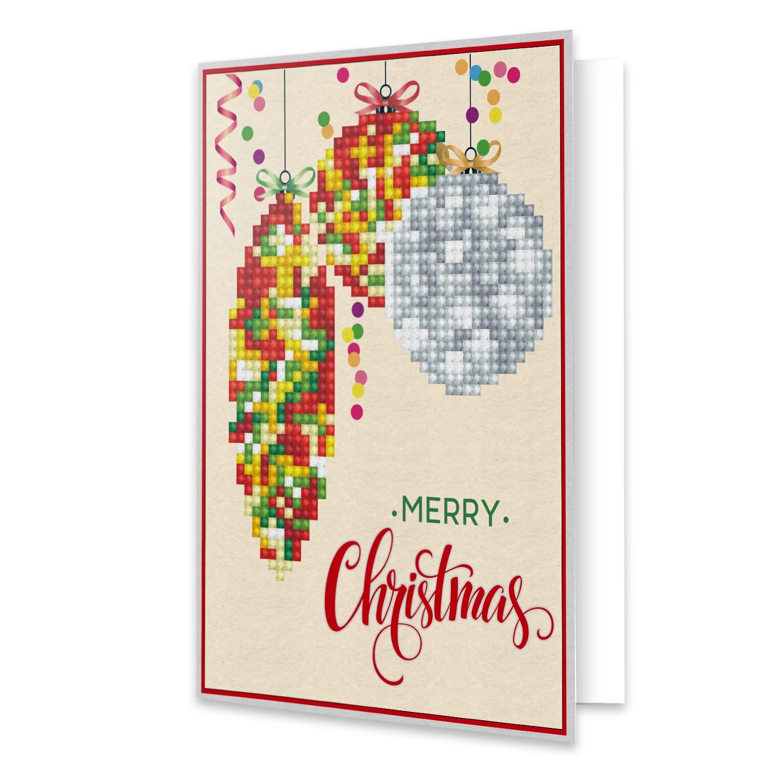 Diamond Dotz Merry Christmas Baubles Trad Greeting Card - 5.0" x 7.0" - Image 3