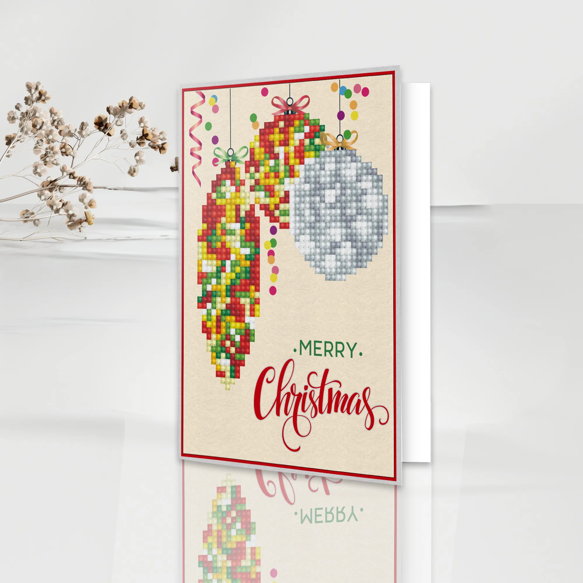Diamond Dotz Merry Christmas Baubles Trad Greeting Card - 5.0" x 7.0" - Image 5