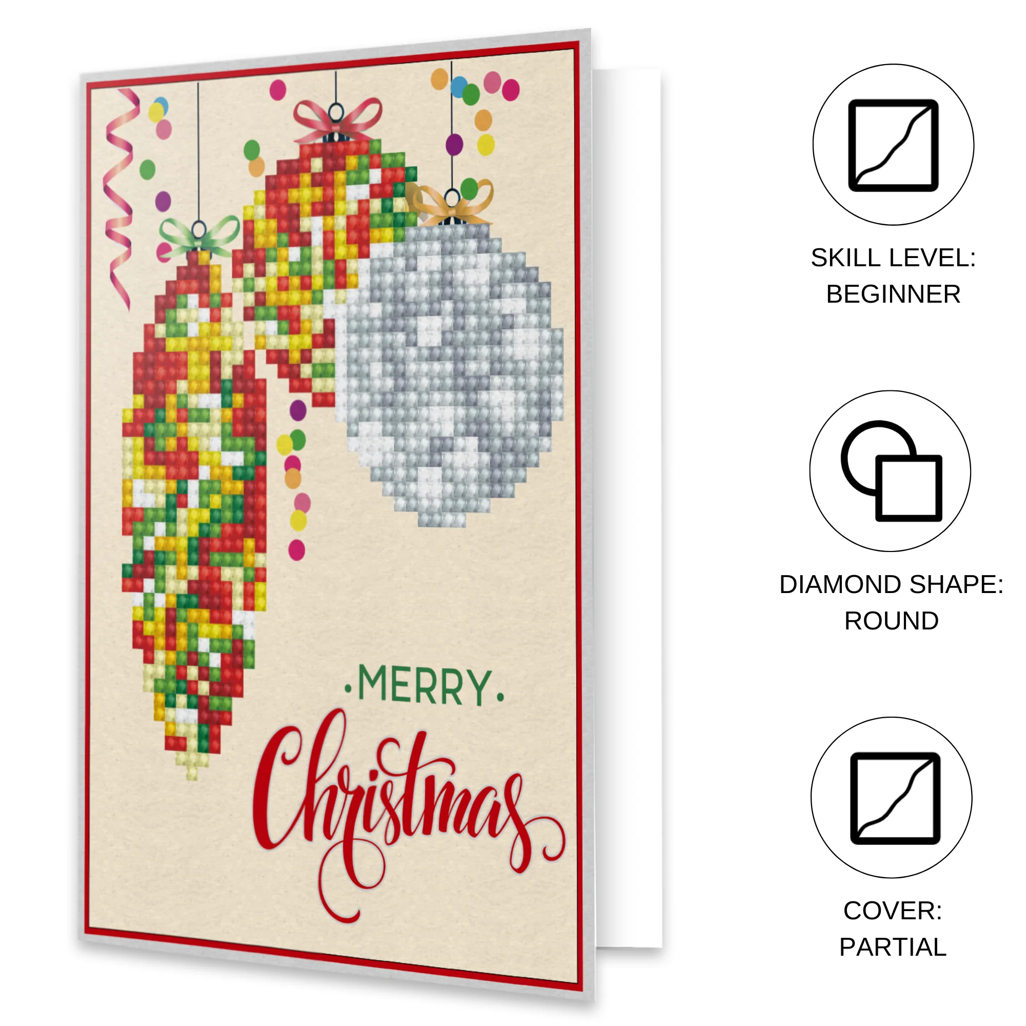 Diamond Dotz Merry Christmas Baubles Trad Greeting Card - 5.0" x 7.0" - Image 6