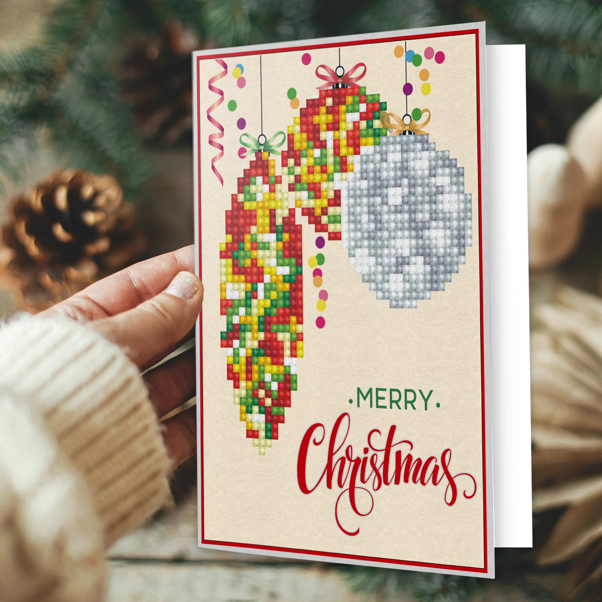 Diamond Dotz Merry Christmas Baubles Trad Greeting Card - 5.0" x 7.0" - Image 7