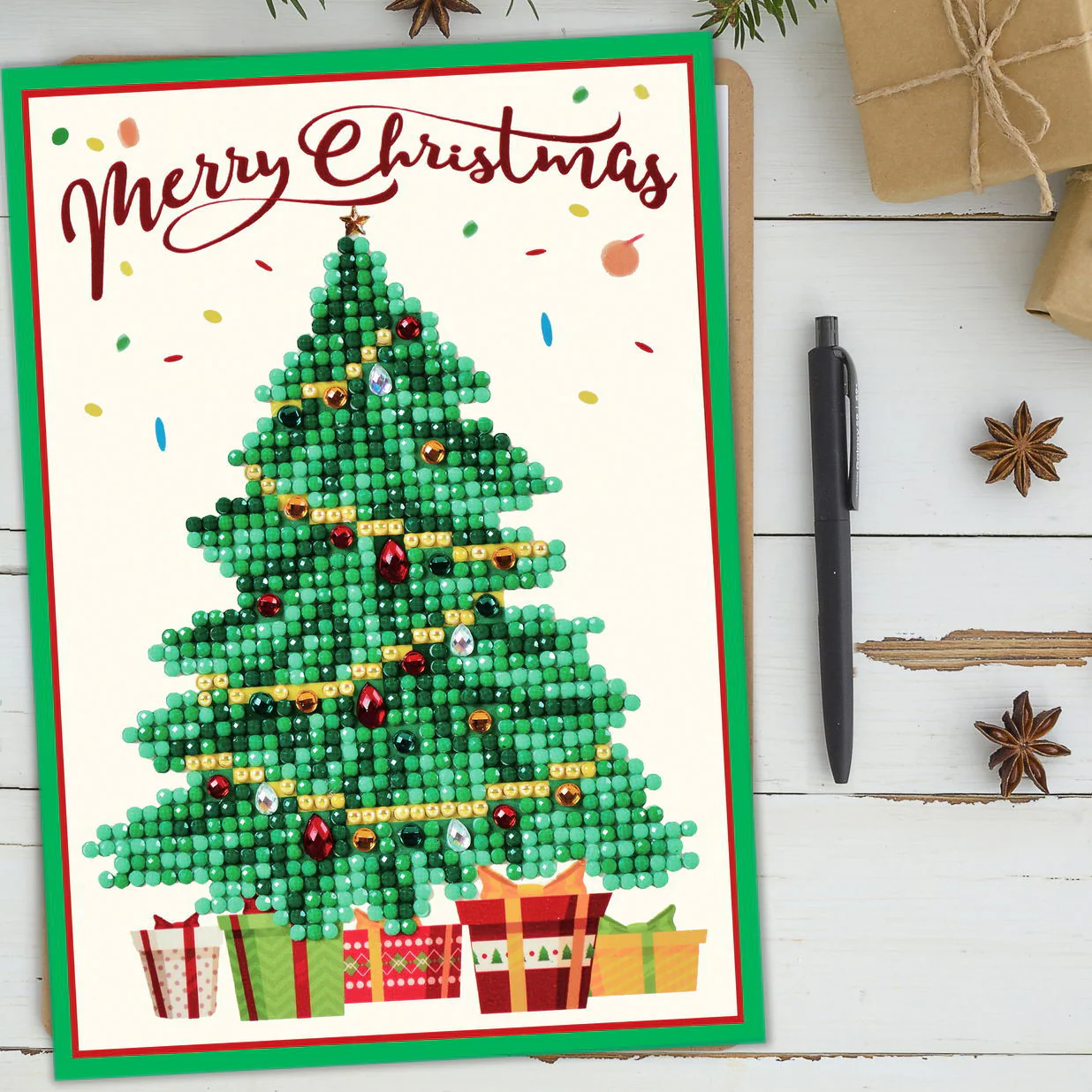 Diamond Dotz Merry Christmas Tree Greeting Card - 5.0" x 7.0" - Image 4
