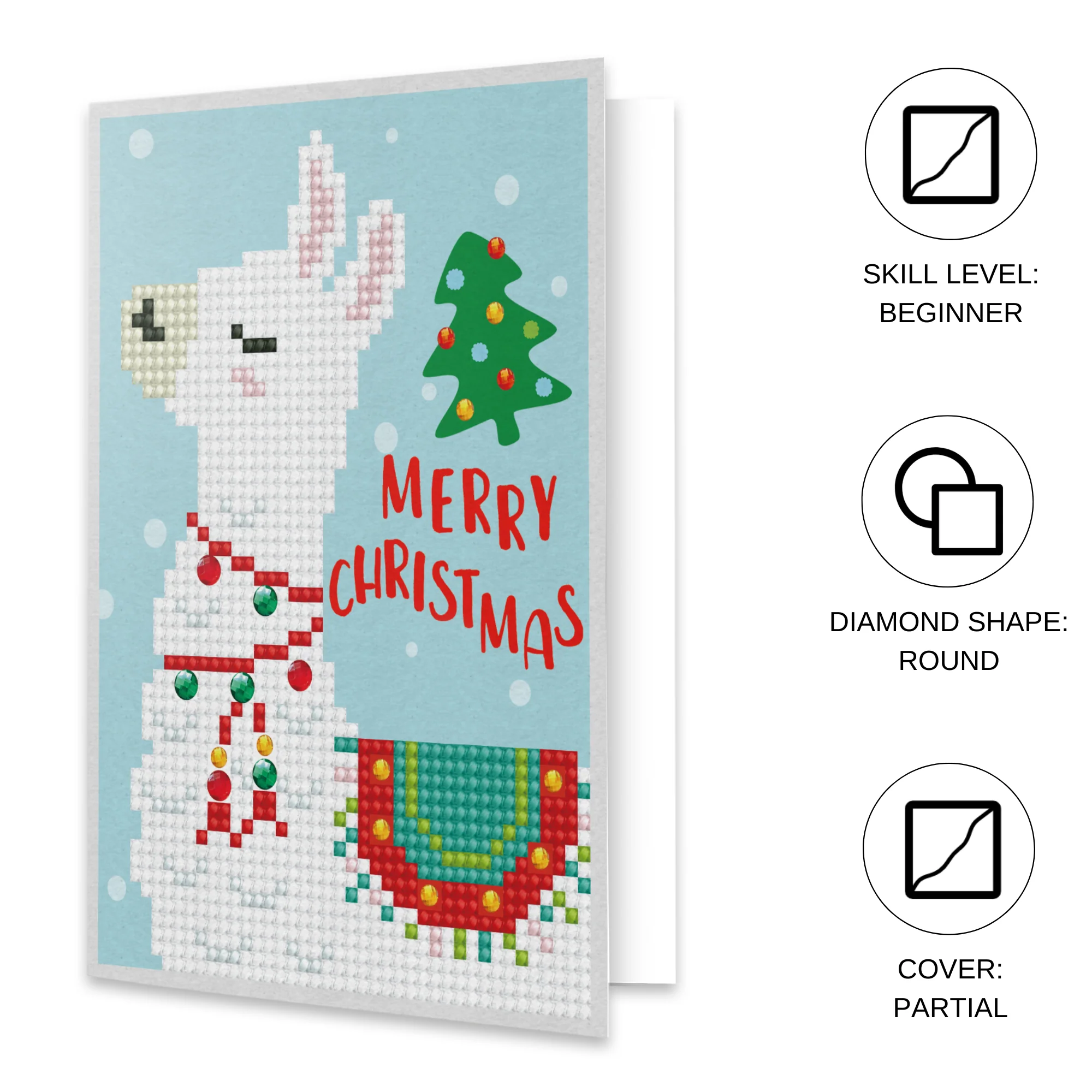 Diamond Dotz Merry Christmas Llama Greeting Card - 5.0" x 7.0" - Image 3
