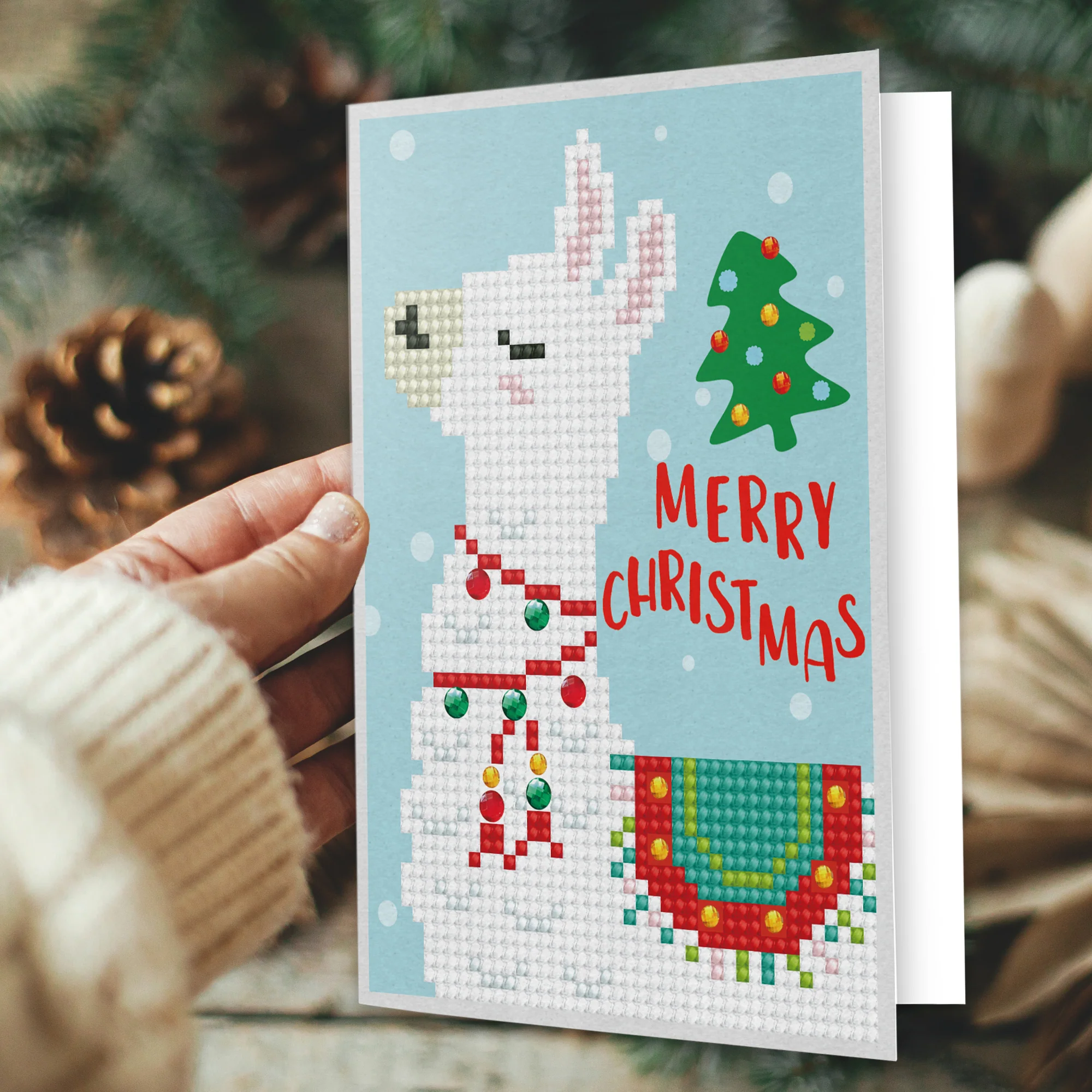 Diamond Dotz Merry Christmas Llama Greeting Card - 5.0" x 7.0" - Image 5