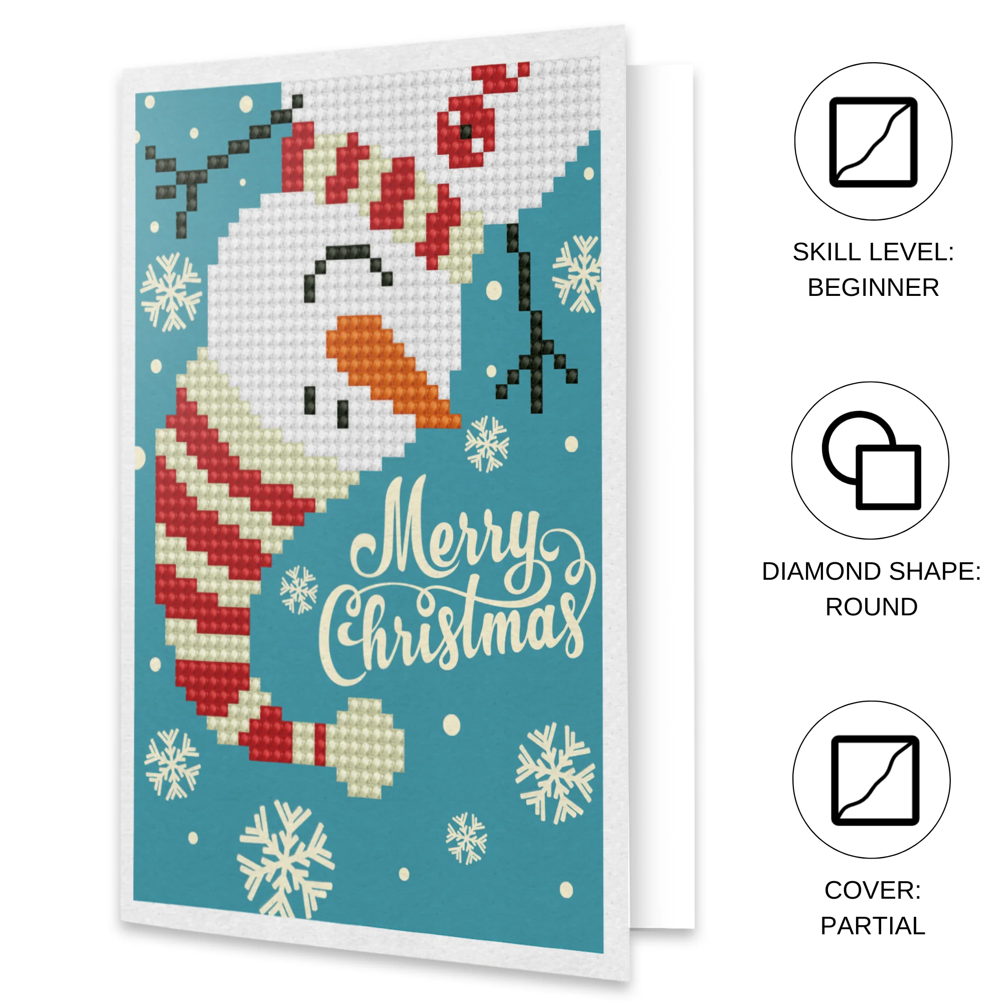 Diamond Dotz Merry Christmas Snowman Greeting Card - 5.0" x 7.0" - Image 3