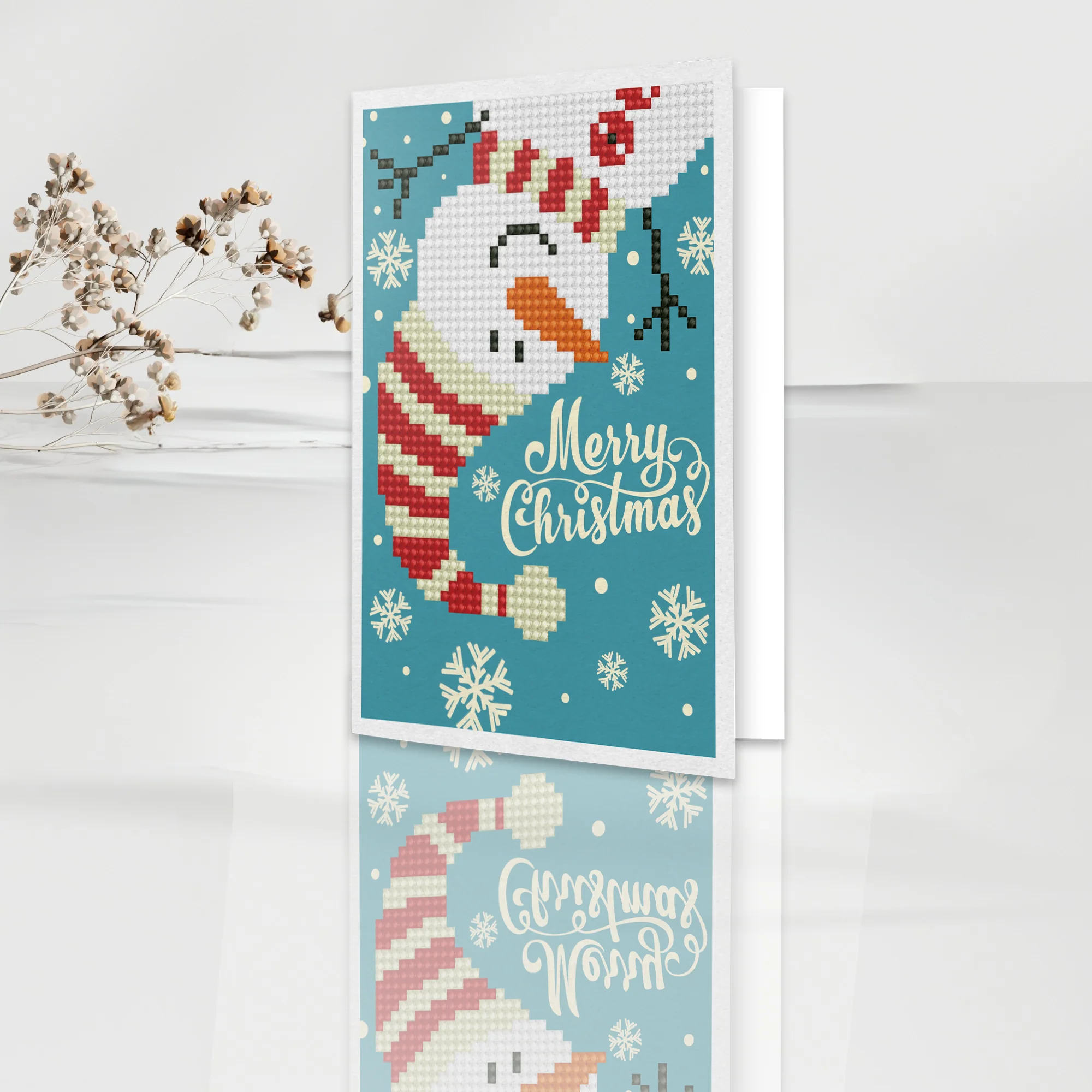 Diamond Dotz Merry Christmas Snowman Greeting Card - 5.0" x 7.0" - Image 4