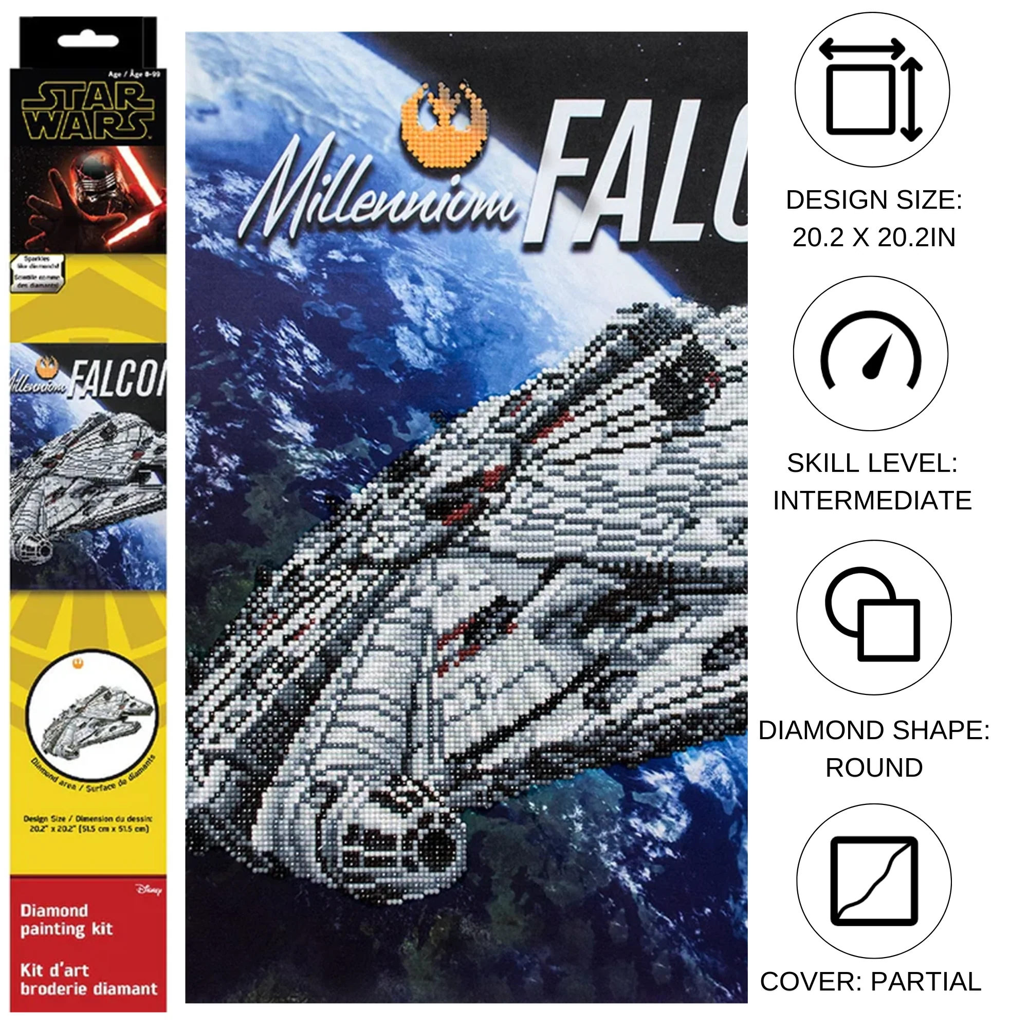 Diamond Dotz Millennium Falcon - 20.3" x 20.3" - Image 3