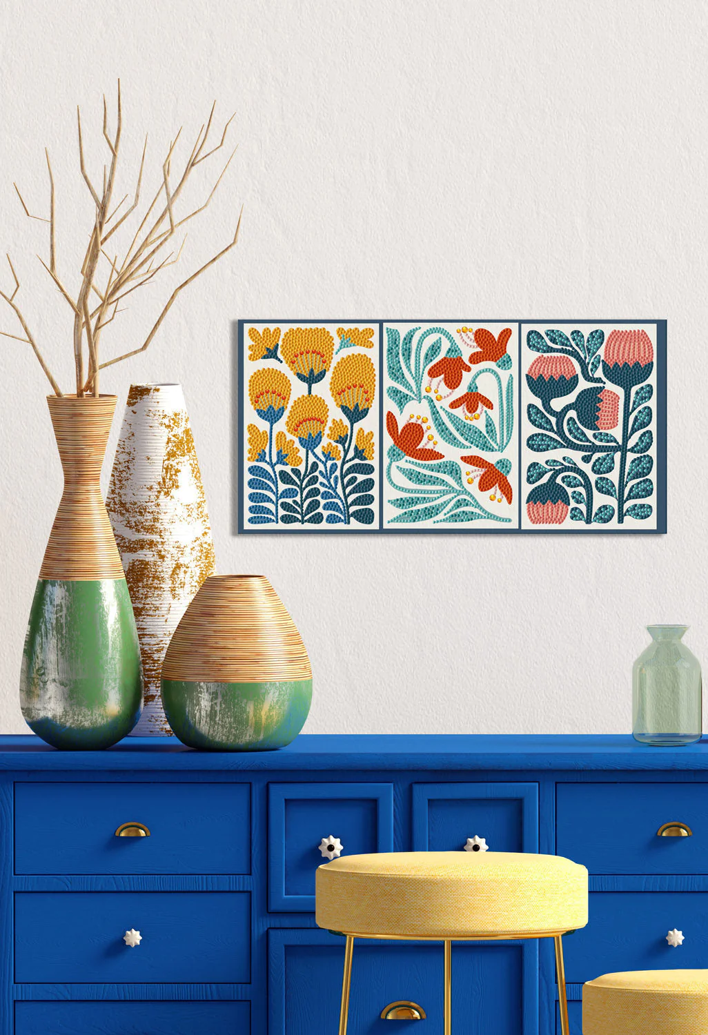 Diamond Dotz Decor Decorative Box Modern Floral Triptych - 15.8" x 7.9" - Image 3