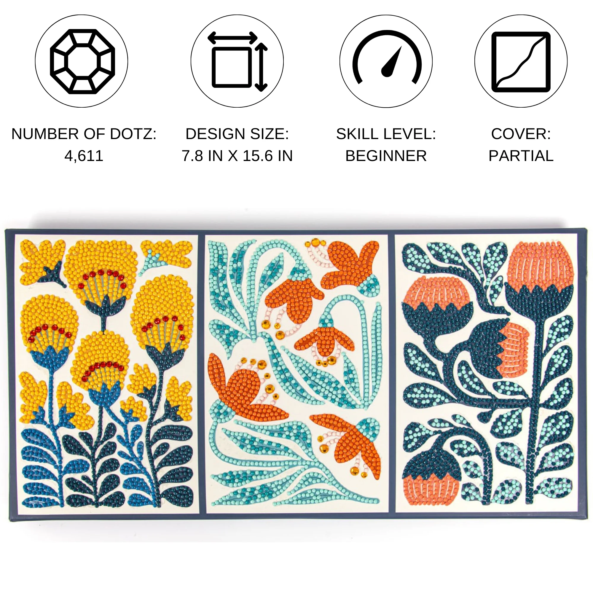Diamond Dotz Decor Decorative Box Modern Floral Triptych - 15.8" x 7.9" - Image 4