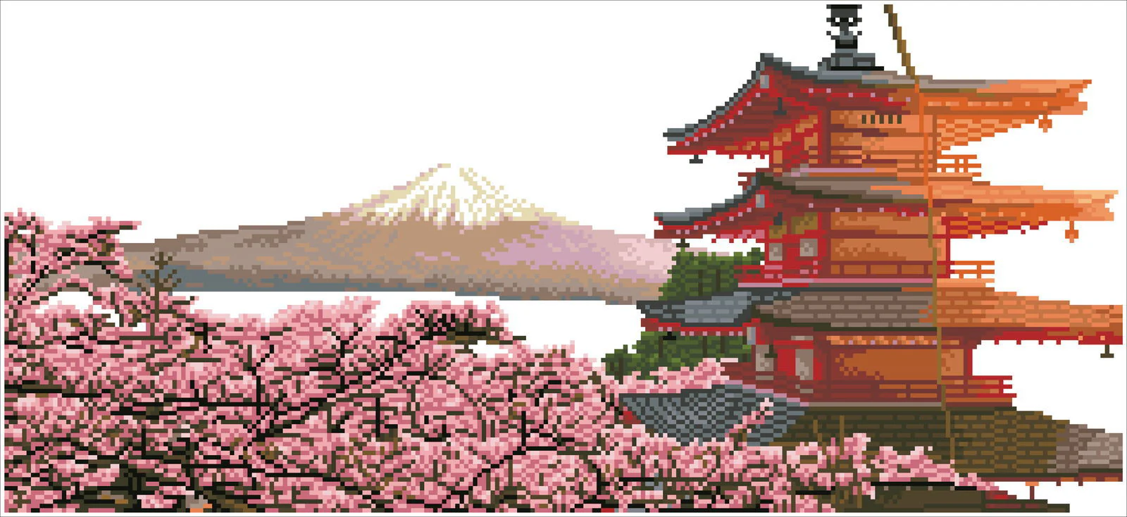 Diamond Dotz Mount Fuji and Chureito Pagoda at Sunset - 28.4" x 13.0" - Image 7
