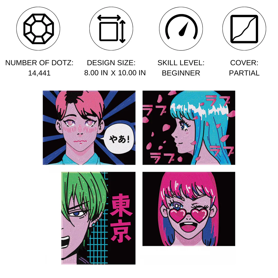 Diamond Dotz Neon Flock Anime - 8.0" x 10.0" - Image 3