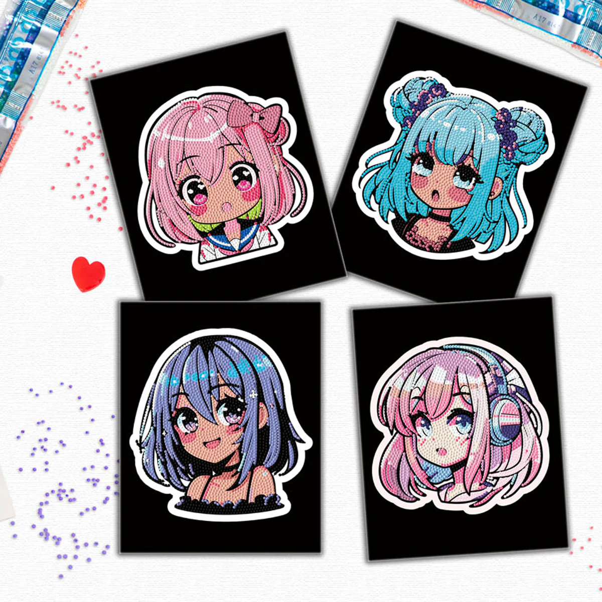 Diamond Dotz Neon Flock Anime Girls - 8.0" x 10.0" - Image 6
