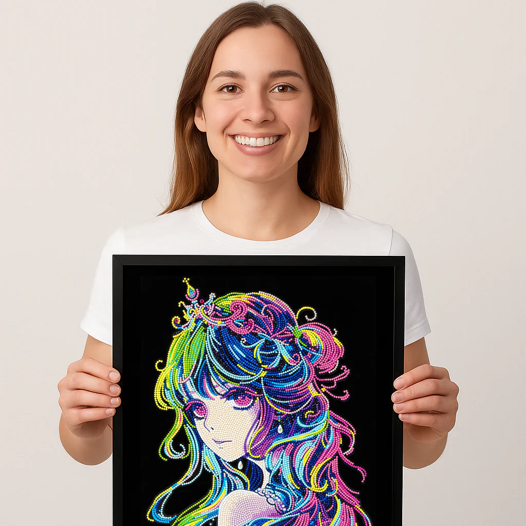 Neon Anime Princess - 14" x 18" - Image 4