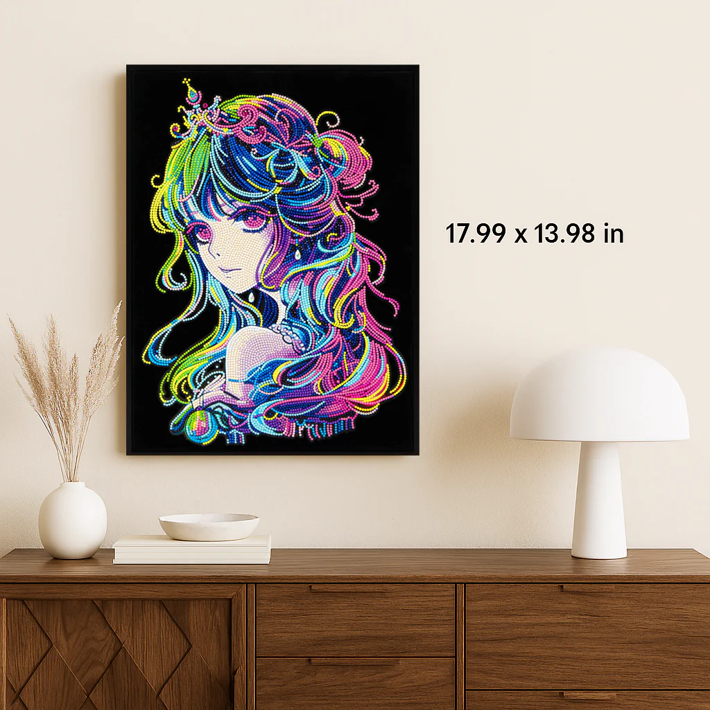 Neon Anime Princess - 14" x 18" - Image 6