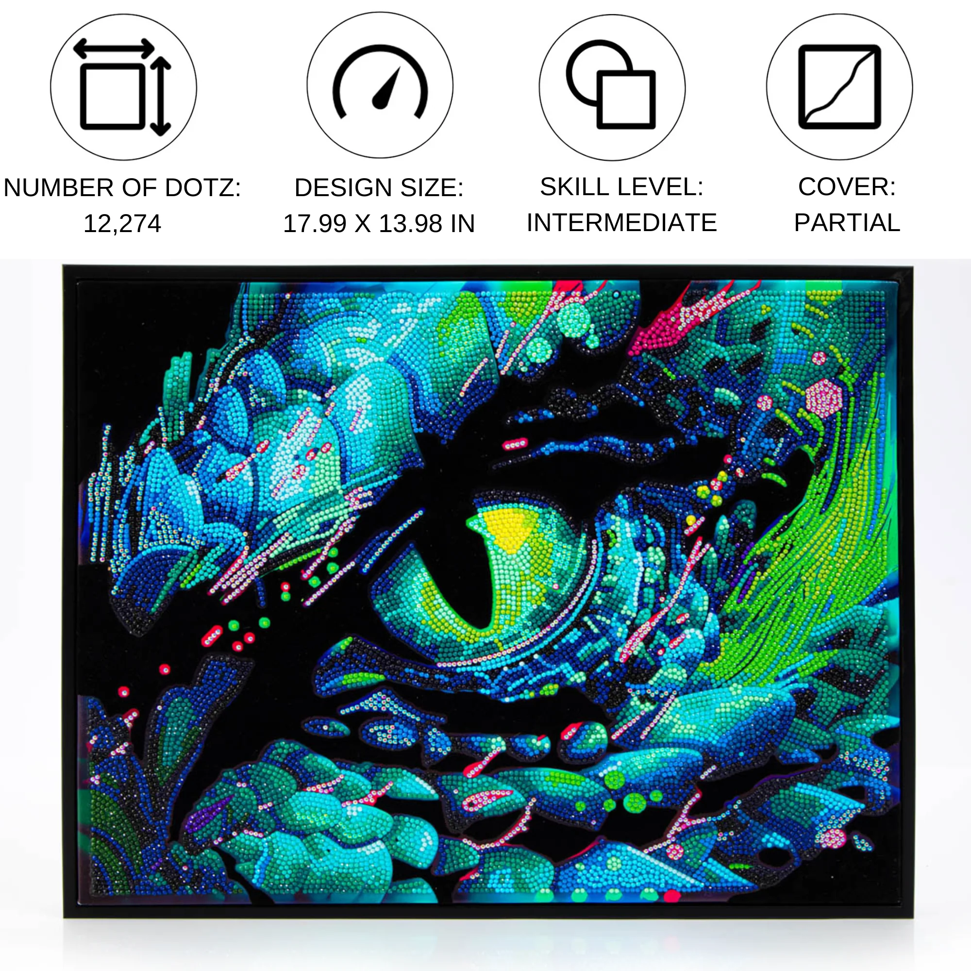 Diamond Dotz Neon Flock Dragon Eye - 18.0" x 14.0" - Image 4