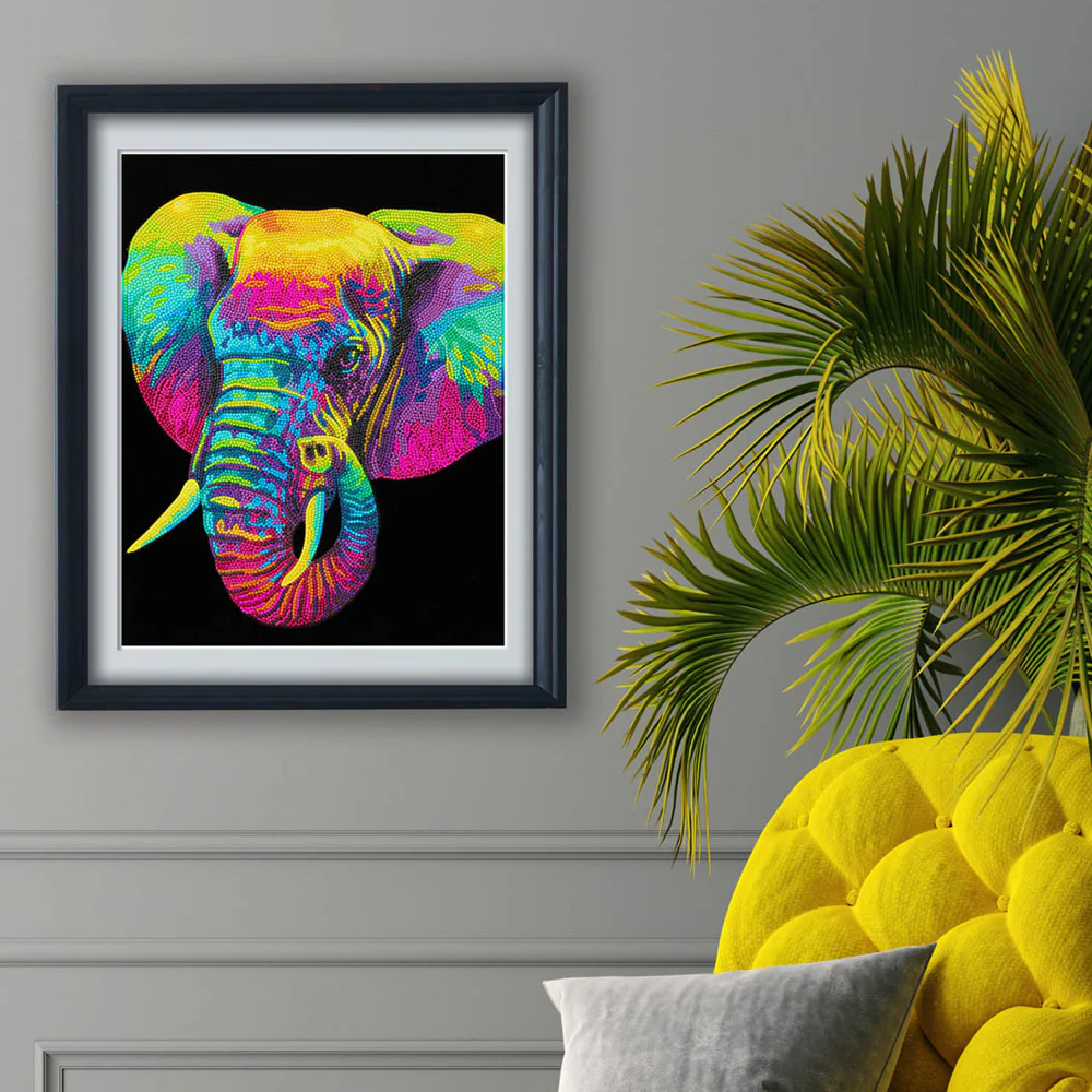 Diamond Dotz Neon Flock Elephant - 14.0" x 18.0" - Image 4
