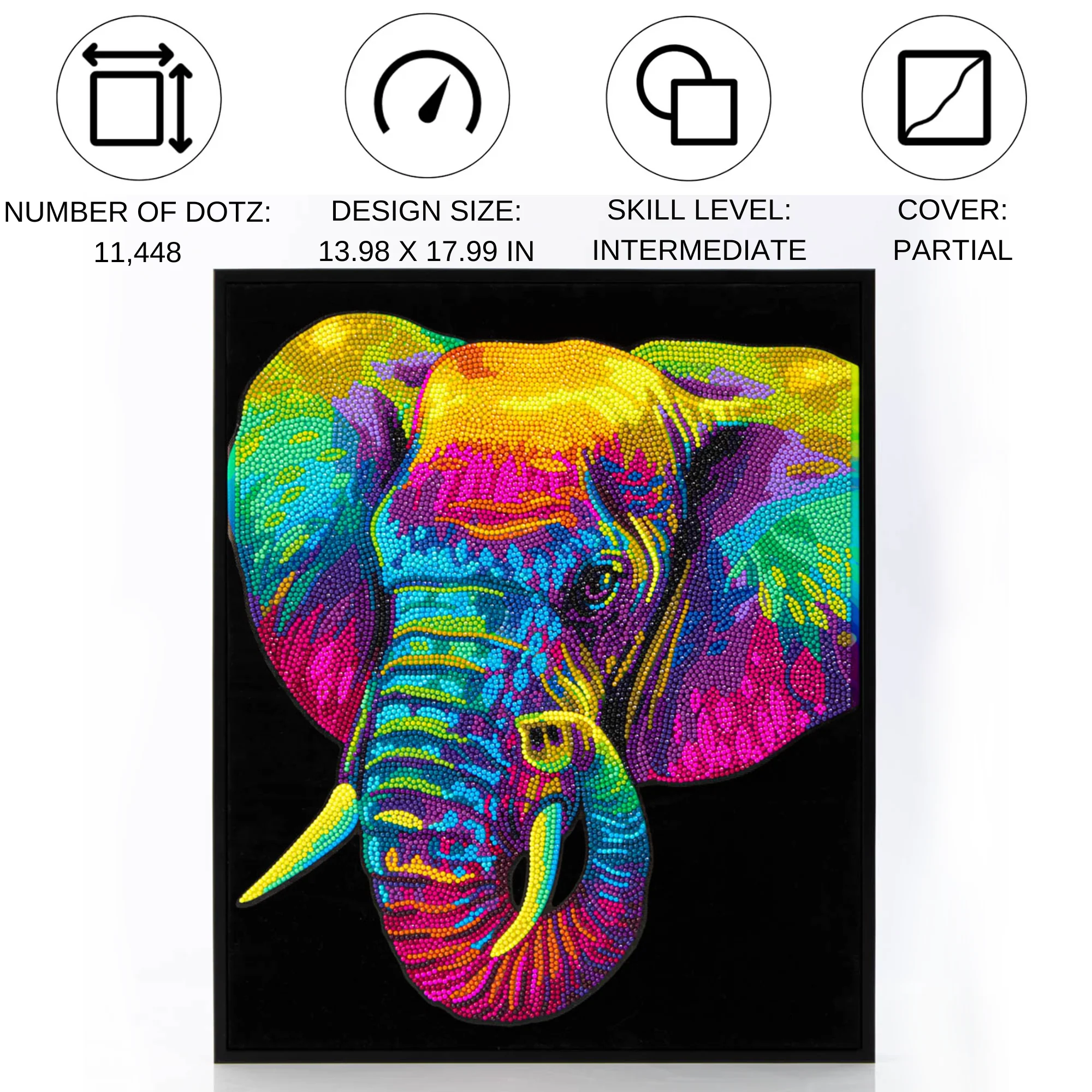 Diamond Dotz Neon Flock Elephant - 14.0" x 18.0" - Image 5