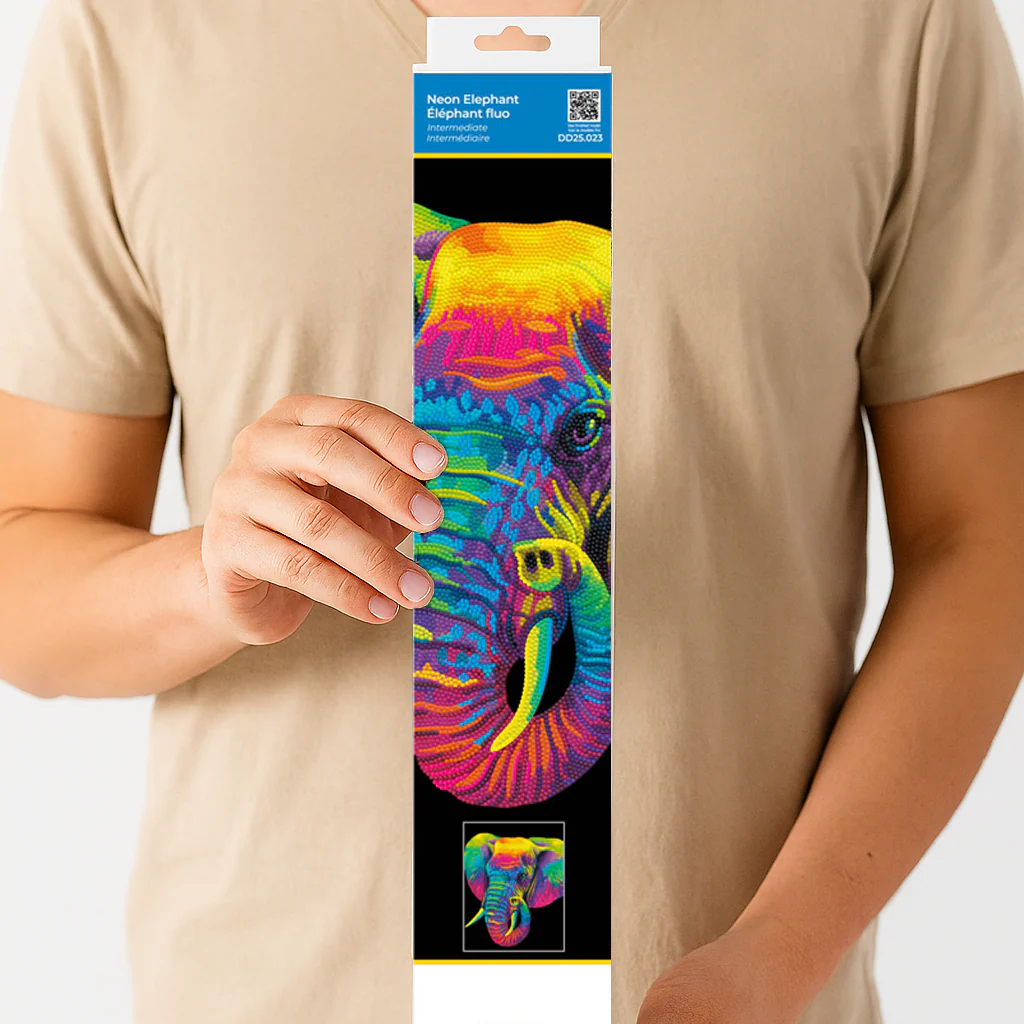 Diamond Dotz Neon Flock Elephant - 14.0" x 18.0" - Image 6