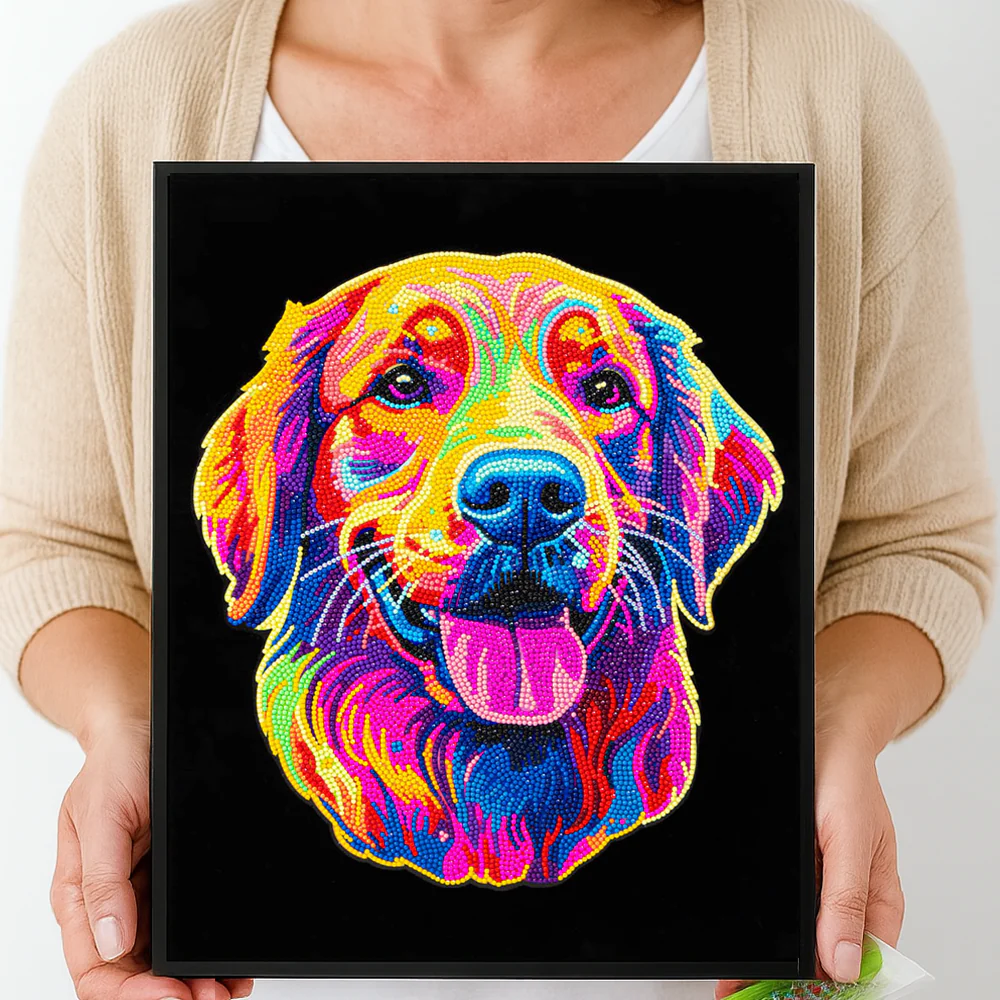 Diamond Dotz Neon Flock Golden Retriever - 14.0" x 18.0" - Image 3