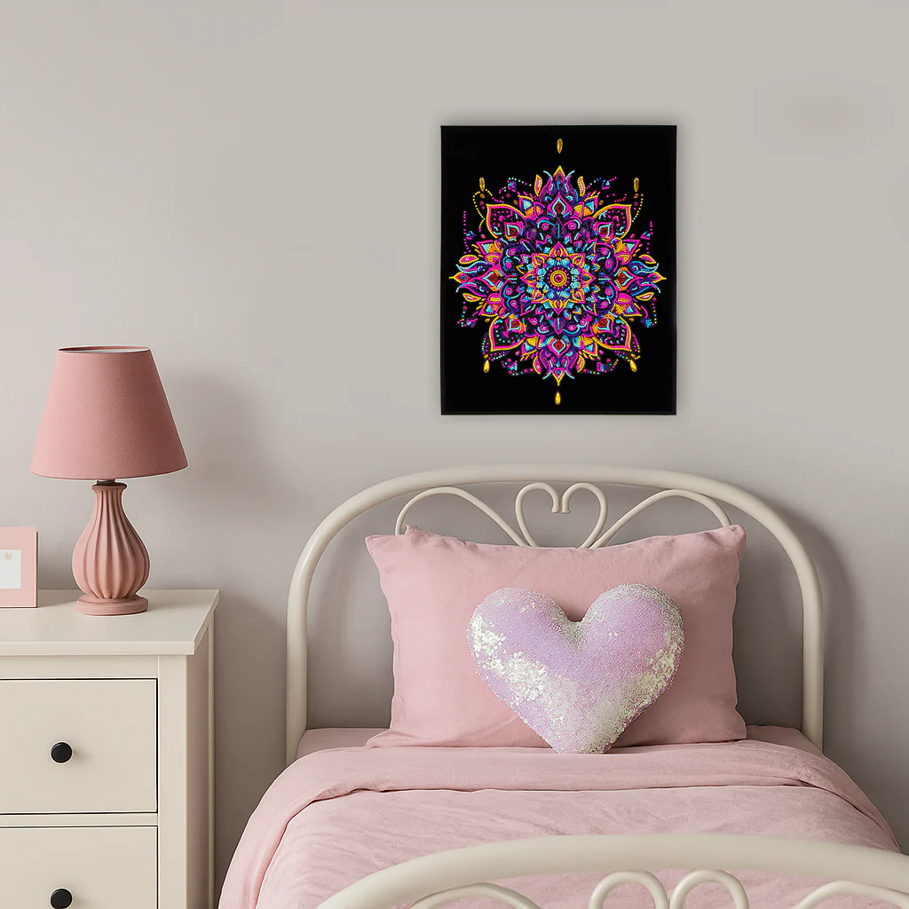 Diamond Dotz Neon Flock Mandala - 14.0" x 18.0" - Image 3