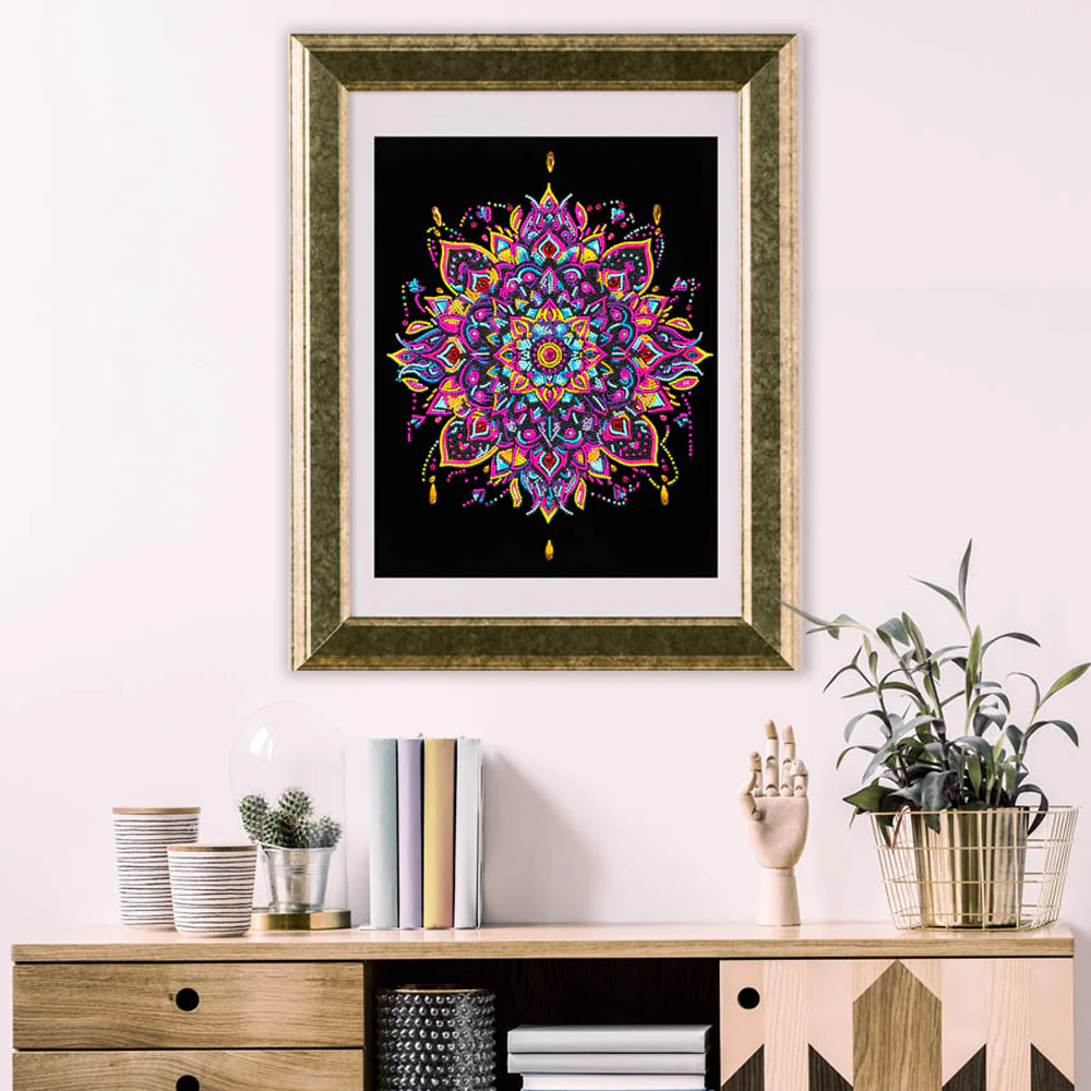 Diamond Dotz Neon Flock Mandala - 14.0" x 18.0" - Image 4