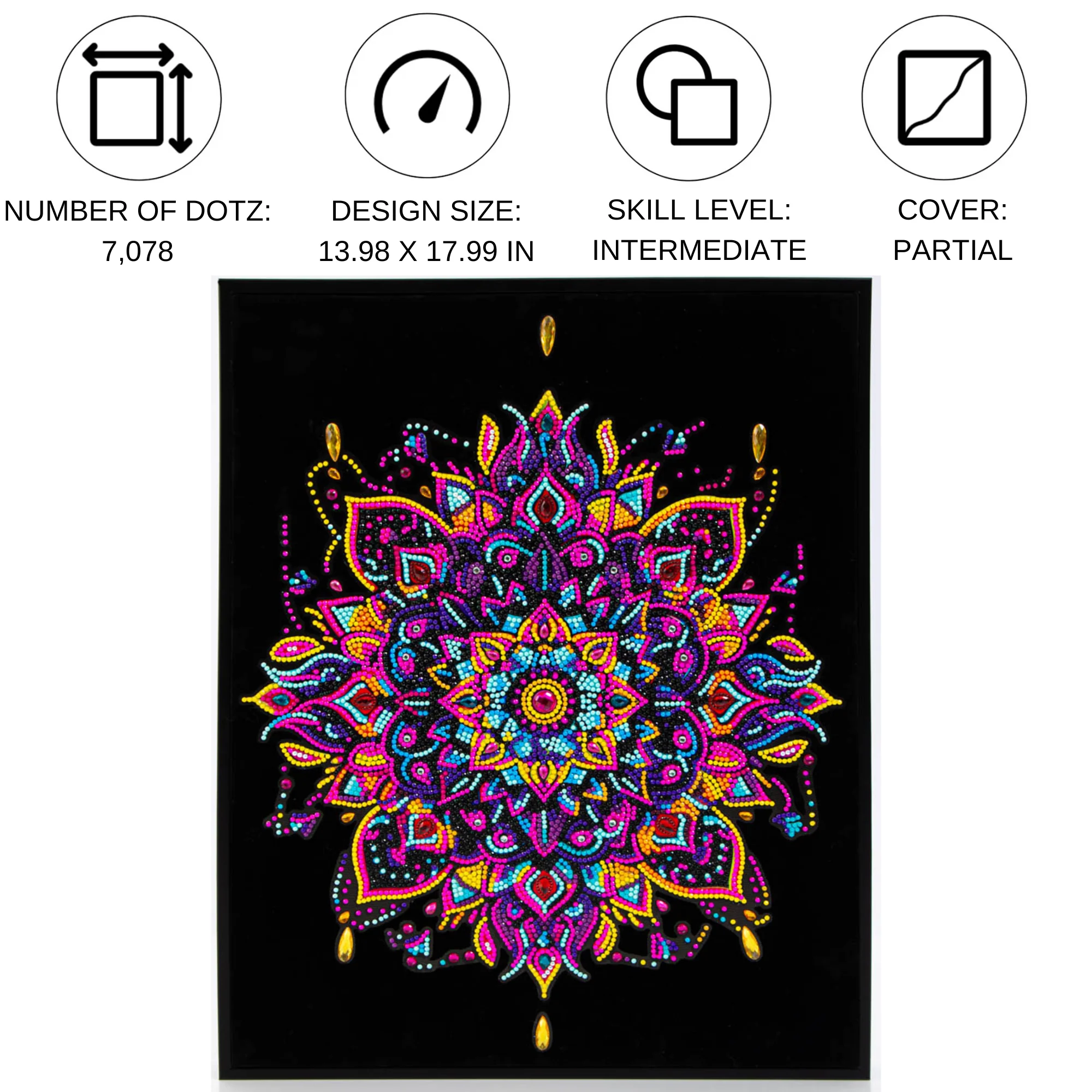 Diamond Dotz Neon Flock Mandala - 14.0" x 18.0" - Image 5