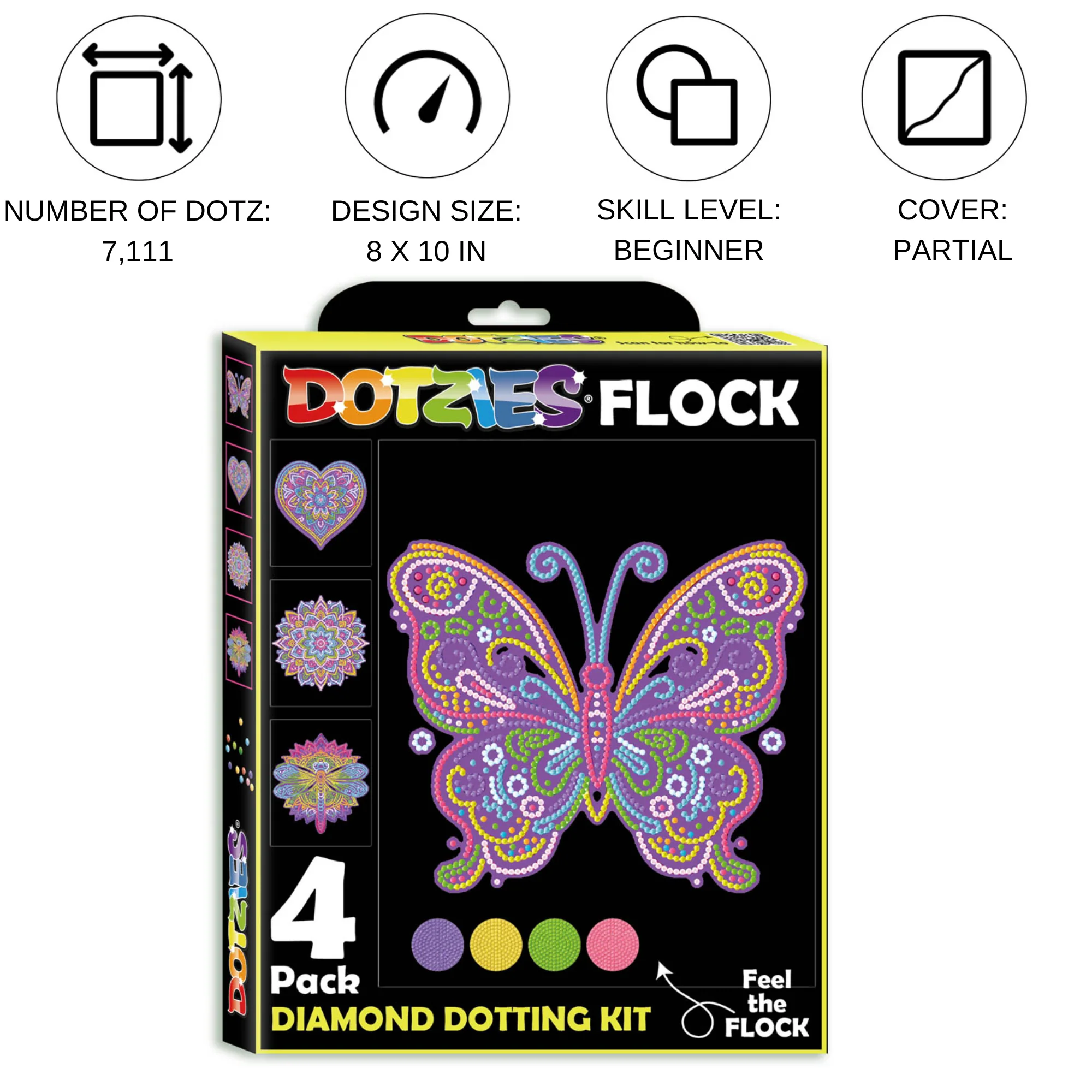 Diamond Dotz Neon Flock Mandalas - 10.0" x 8.0" - Image 3