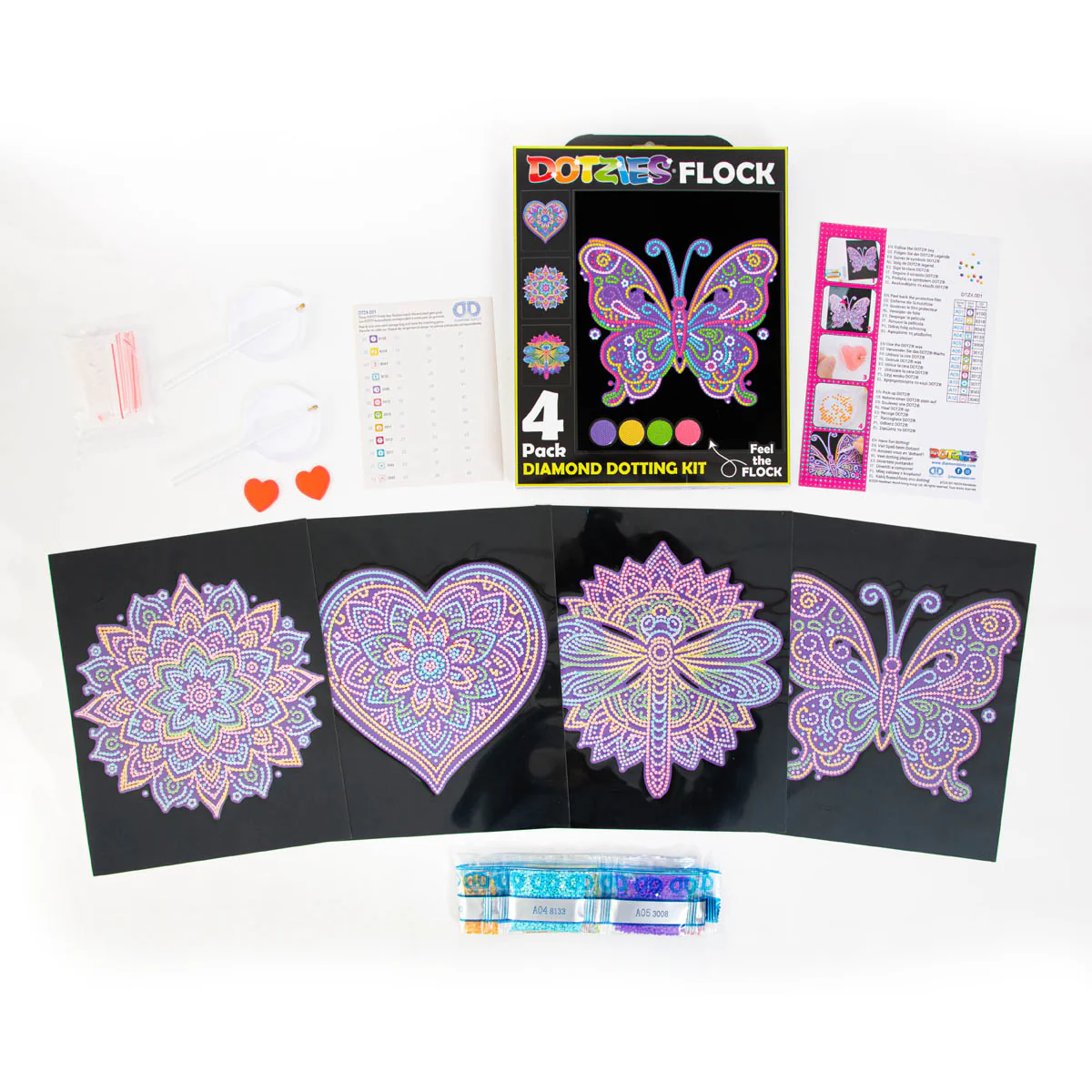 Diamond Dotz Neon Flock Mandalas - 10.0" x 8.0" - Image 5