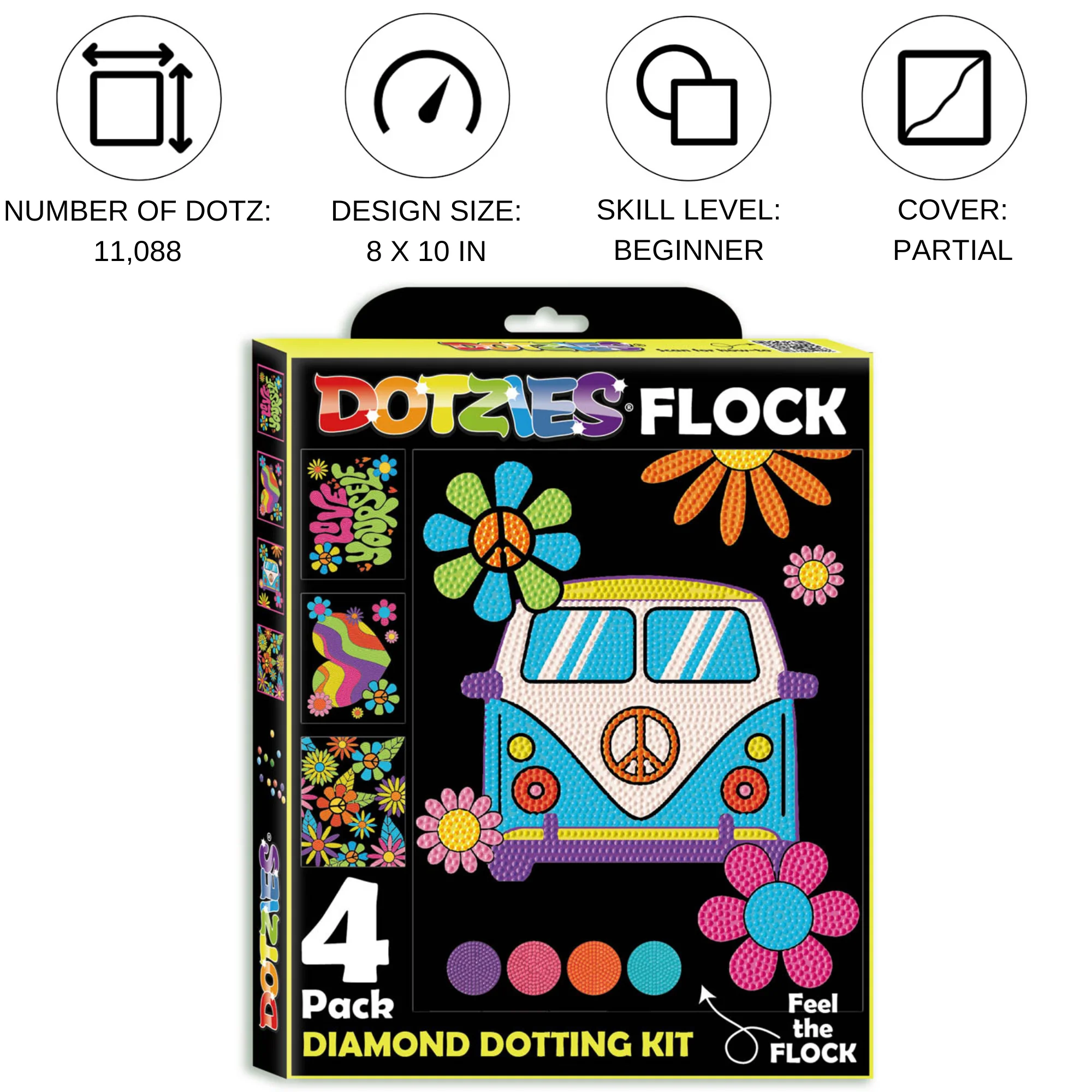 Diamond Dotz Neon Flock Peace & Love - 10.0" x 8.0" - Image 3