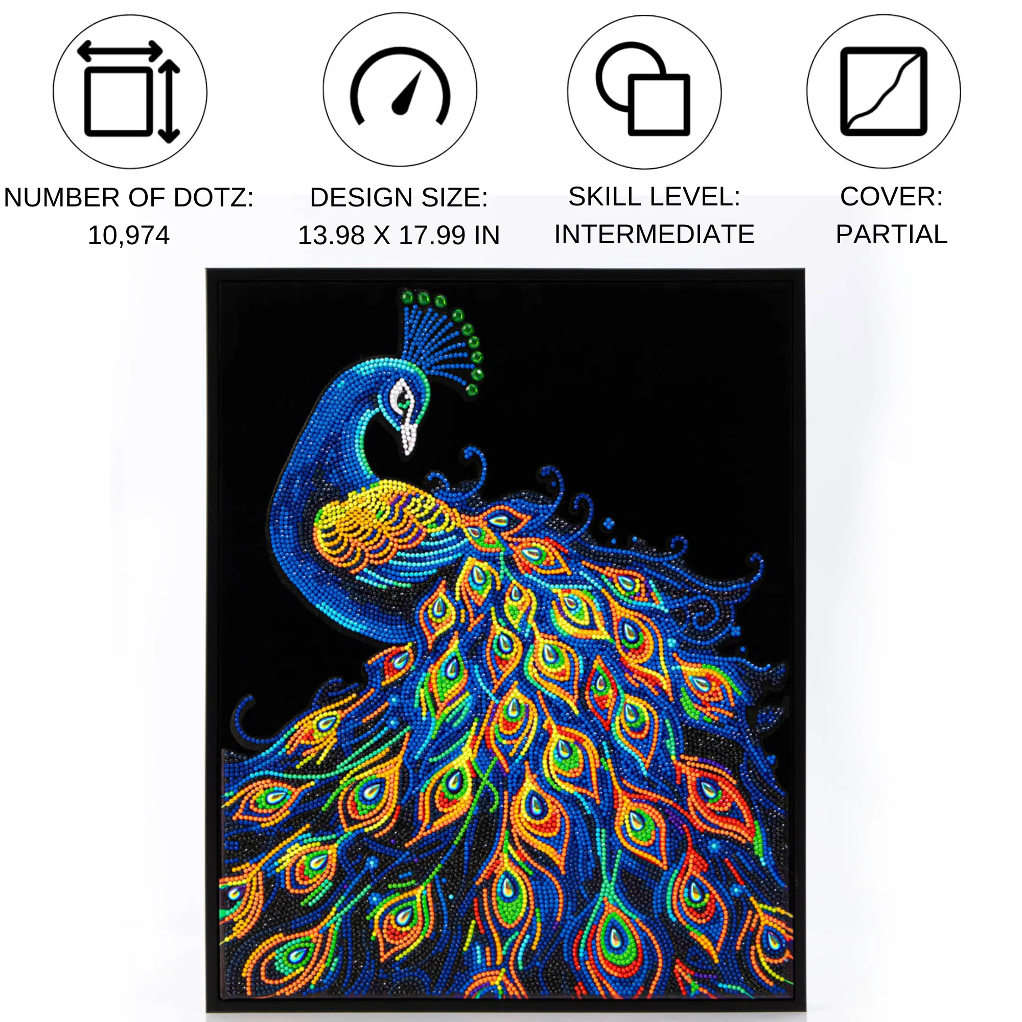 Diamond Dotz Neon Flock Peacock - 14.0" x 18.0" - Image 5