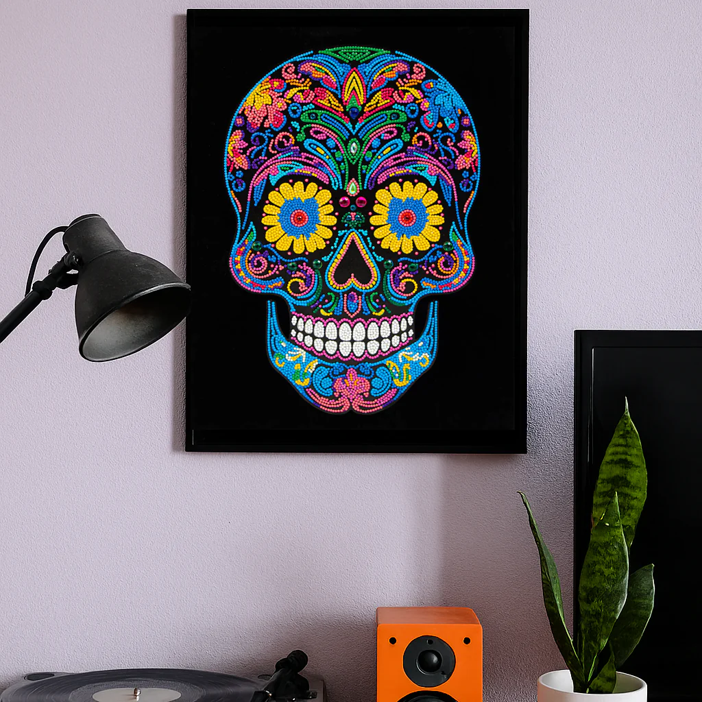 Diamond Dotz Neon Flock Sugar Skull - 14.0" x 18.0" - Image 3