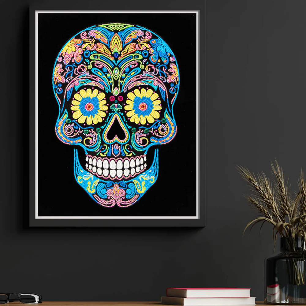 Diamond Dotz Neon Flock Sugar Skull - 14.0" x 18.0" - Image 4