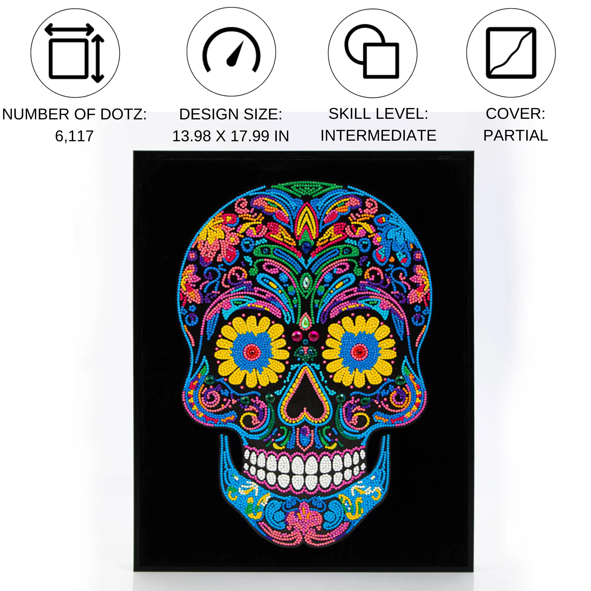 Diamond Dotz Neon Flock Sugar Skull - 14.0" x 18.0" - Image 5