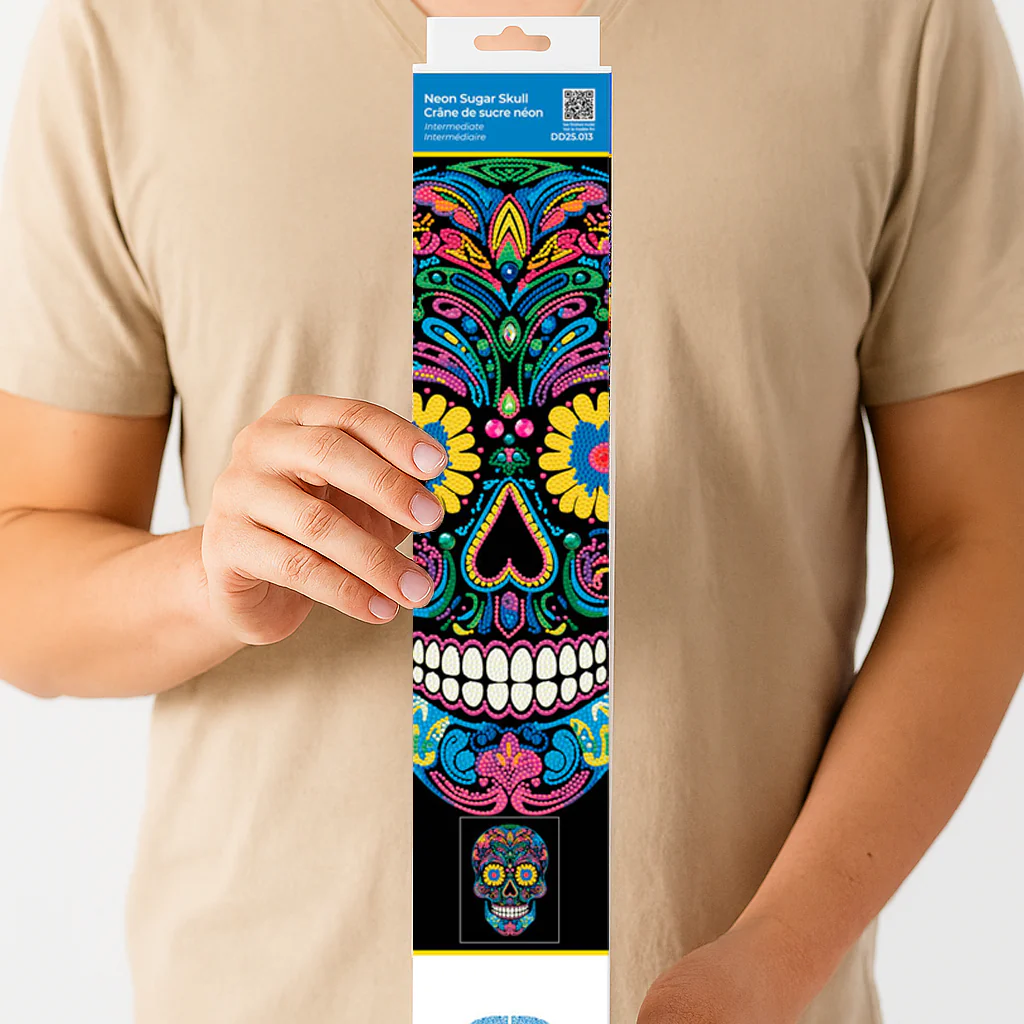 Diamond Dotz Neon Flock Sugar Skull - 14.0" x 18.0" - Image 6
