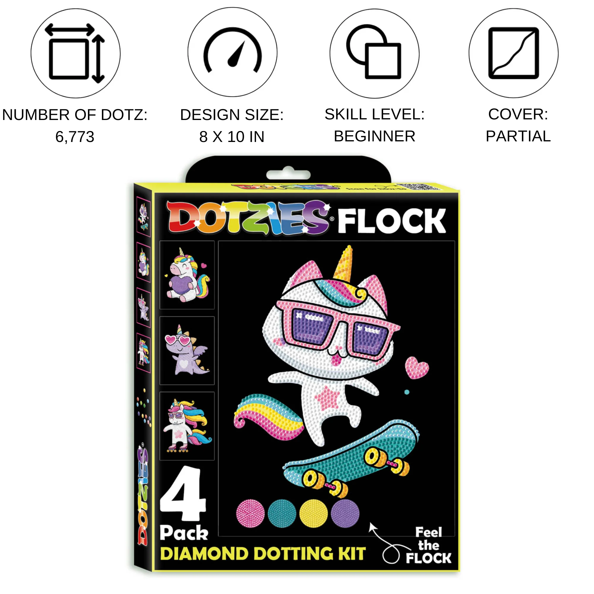 Diamond Dotz Neon Flock Unicorns - 10.0" x 8.0" - Image 3