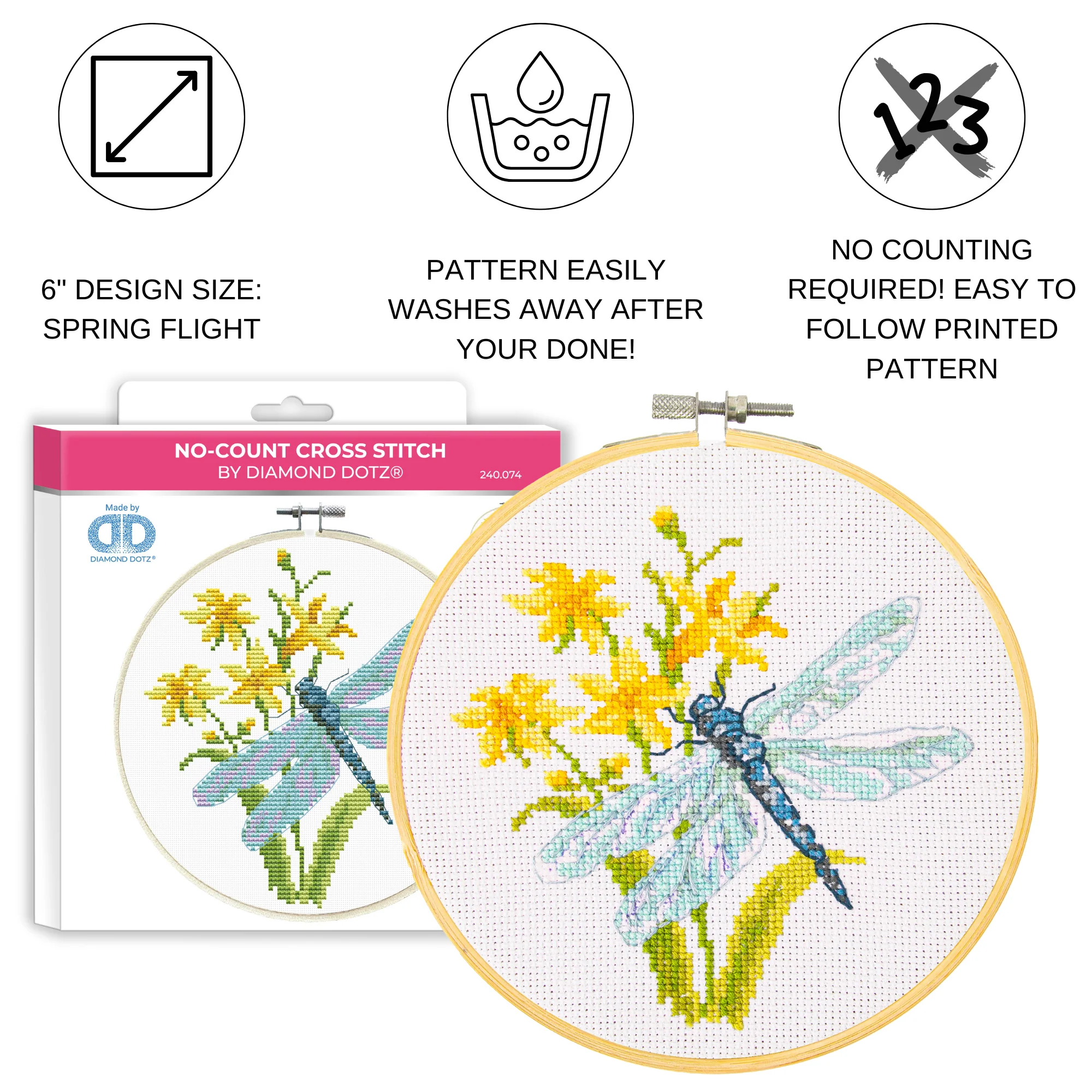 Diamond Dotz No-Count Cross Stitch Spring Flight - 6 in - Image 3